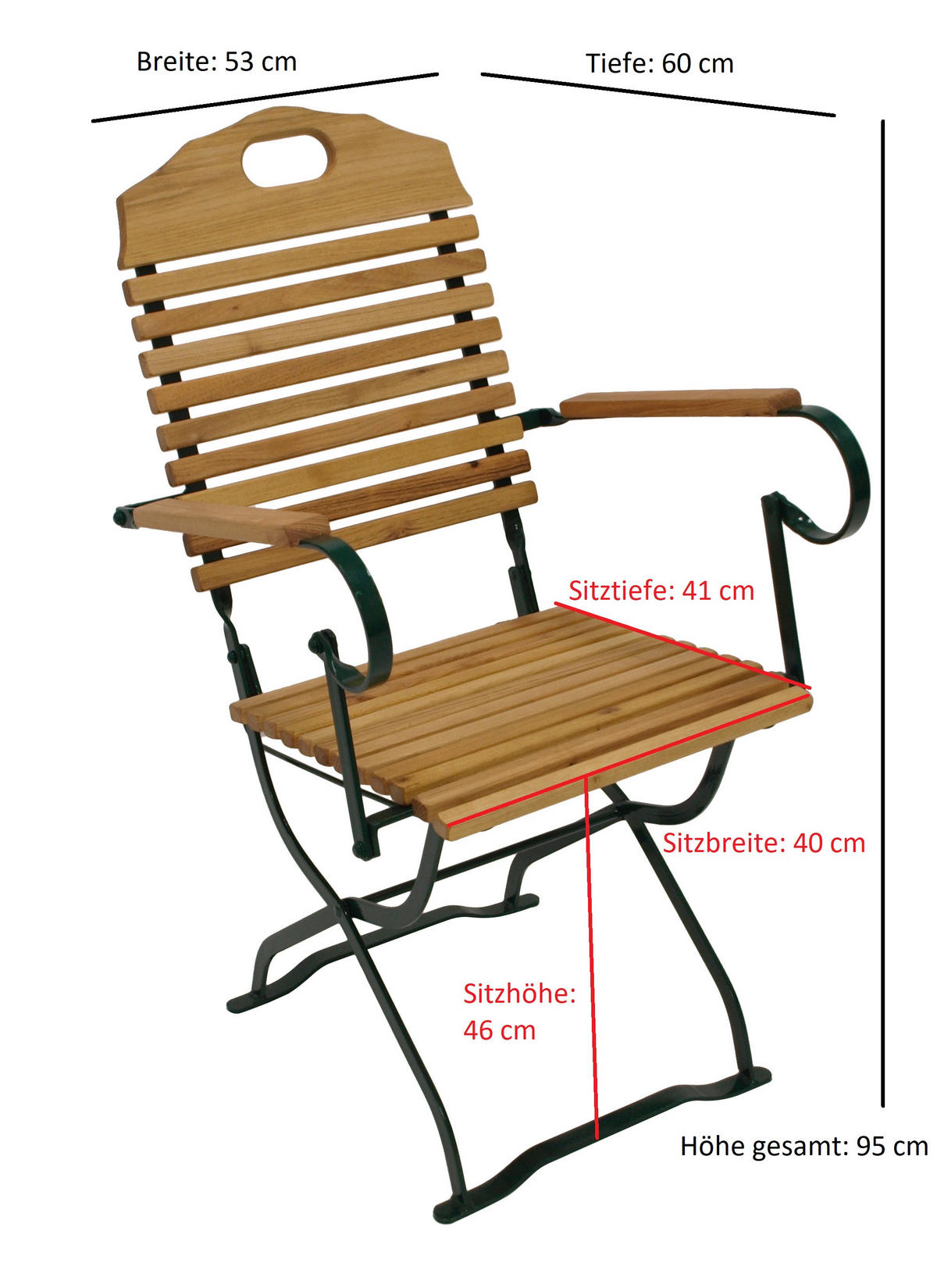 KLAPPSESSEL Bad Belzig aus Robinienholz, Stahlgestell Grün - Braun, Holz (53/95/60cm) - TPFGarden