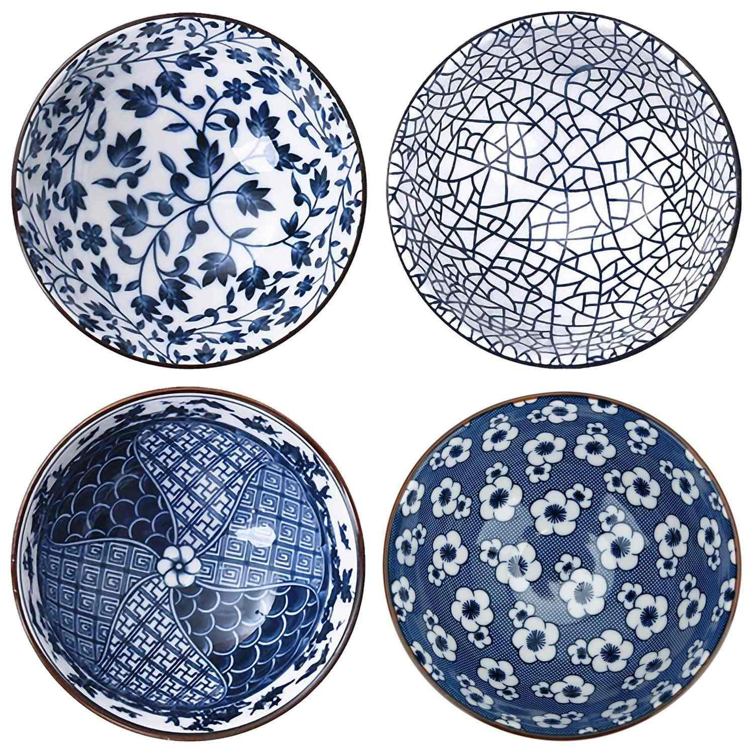 SCHALEN-SET in schickem Geschenkkarton (4-tlg.) - Blau, Keramik (5.5/5.5/11.3cm) - Intirilife