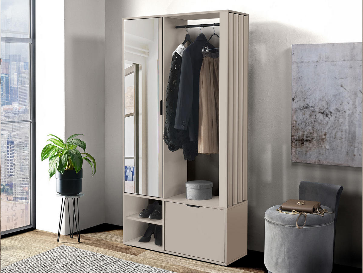 GARDEROBE Milo - Kaschmir/Schwarz, Holzwerkstoff/Kunststoff (100/190/33cm) - MIRJAN24