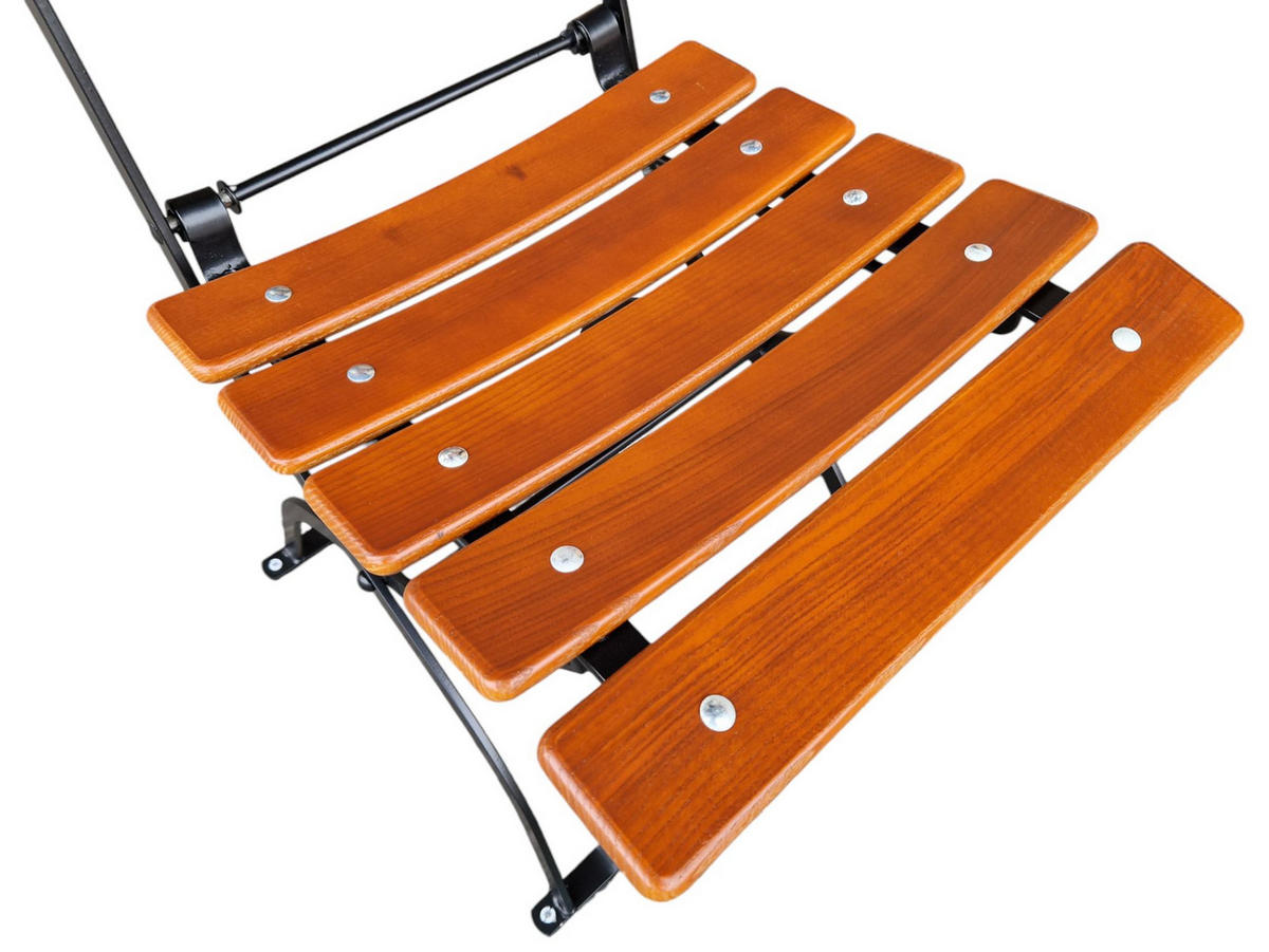 BIERGARTENSTUHL BERGWIESE 1-Sitzer 89x40x42cm Eschenholz Schwarz/Braun - Braun, Holz (40/89/42cm) - CHEFGASTRO