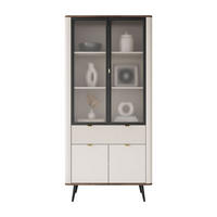 VITRINE AUTUMN 2D2W1S mit Schublade, Kaschmir / Nussbaum - Beige/Braun, Holzwerkstoff (90/191/40cm) - Lookway