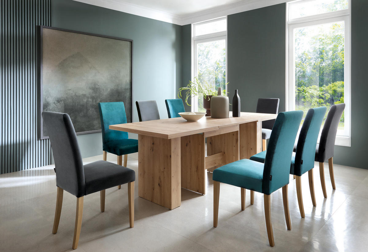 ESSTISCH Rechteckig ausziehbar Eiche Riviera 140 - 300/75/90 - Eichefarben, Holzwerkstoff (90/140/75cm) - designimpex