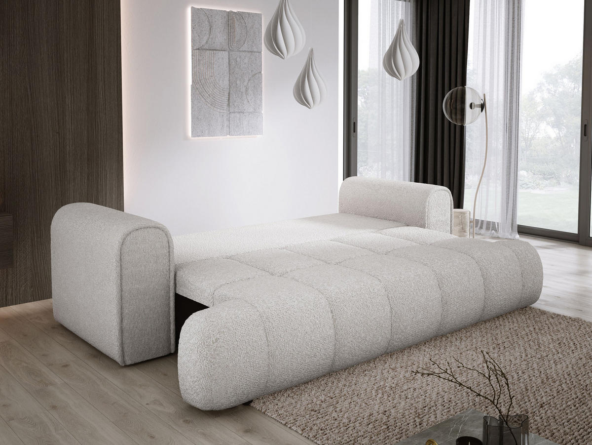 SOFA COCO SCHLAFSOFA mit Bettfunktion, Anthology Stoffbezug, 2-Sitzer, freistehend, Größe: 250x105x90 cm, Esche - Eschefarben, Holz/Textil (250/90/105cm) - DomoHome