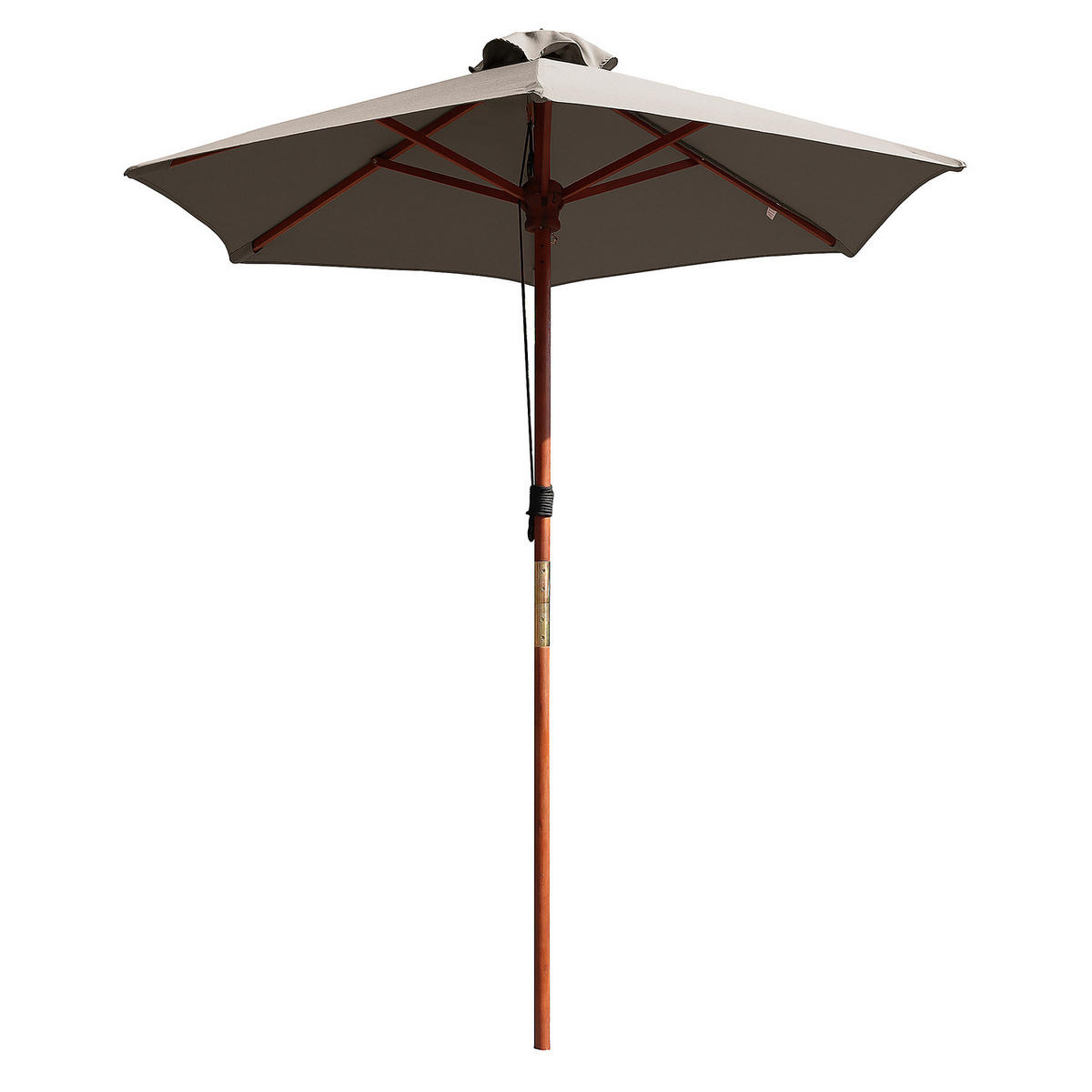 SONNENSCHIRM - Eukalyptus massiv / Polyester - Taupe, Holz/Textil (200/200cm) - home24