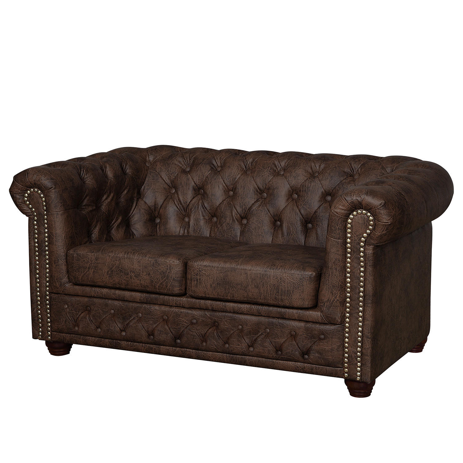 2-SITZER SOFA - Dunkelbraun, Kunststoff (148/72/86cm) - home24
