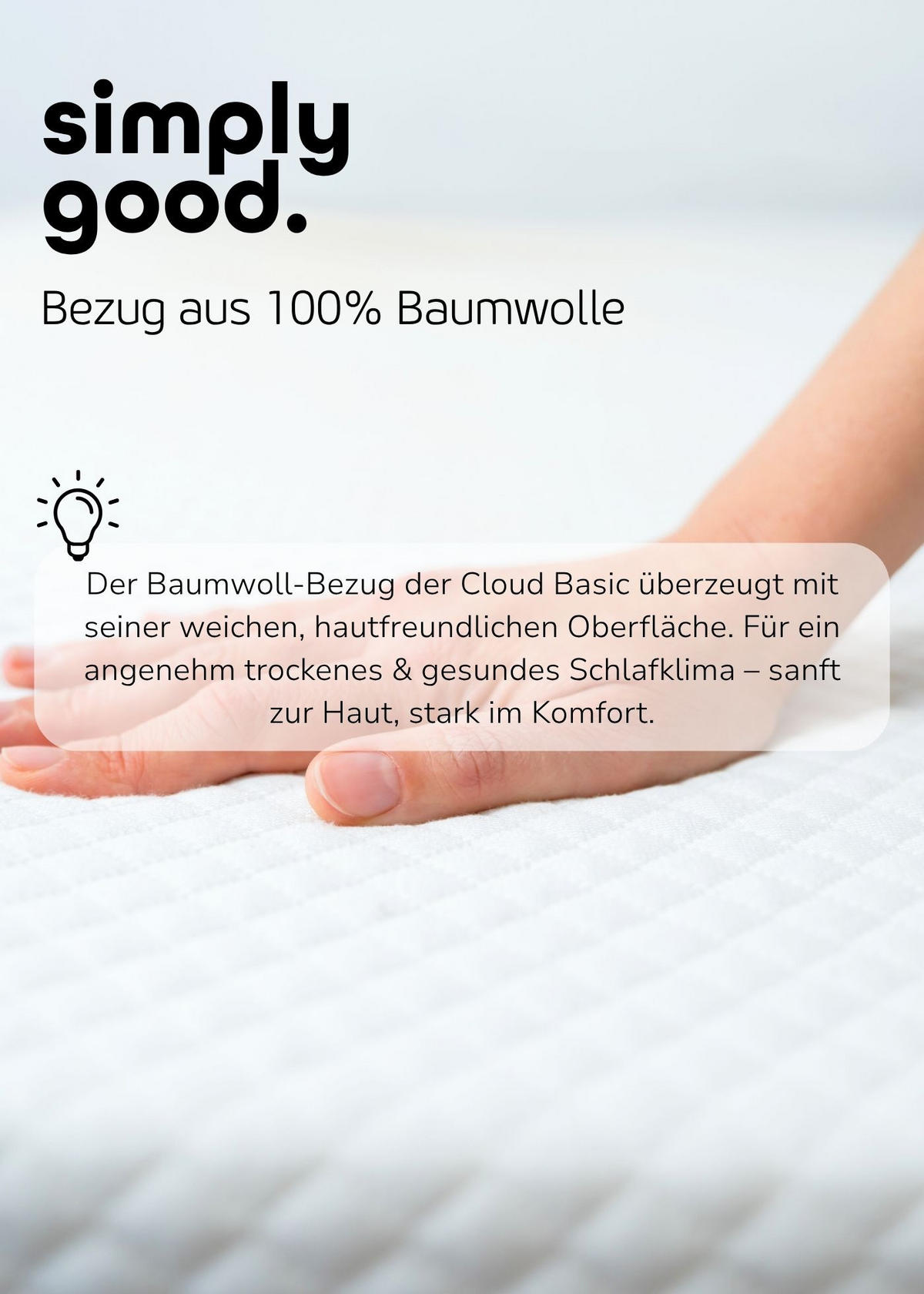 BABYMATRATZE für Laufgitter 75x100 cm, CLOUD Basic - Weiß, Textil (72/98cm) - Sämann – make a difference.