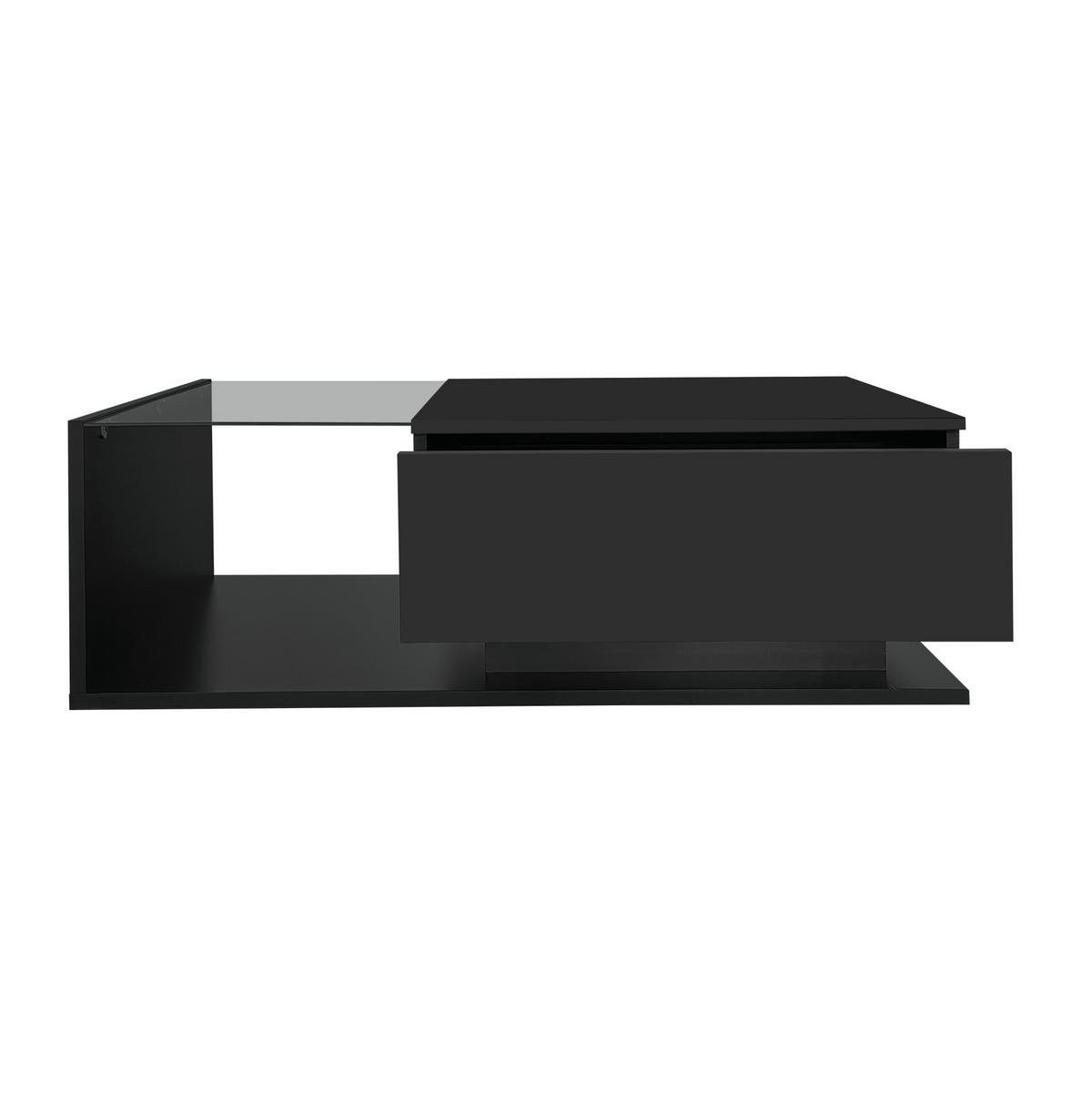 COUCHTISCH, Schwarz Hochglanz mit Glasplatte und 1 Schublade, integrierte LED‑Steuerung, 100/50/32 cm,Schwarz - Schwarz, Holzwerkstoff (100/50/32cm) - Redom