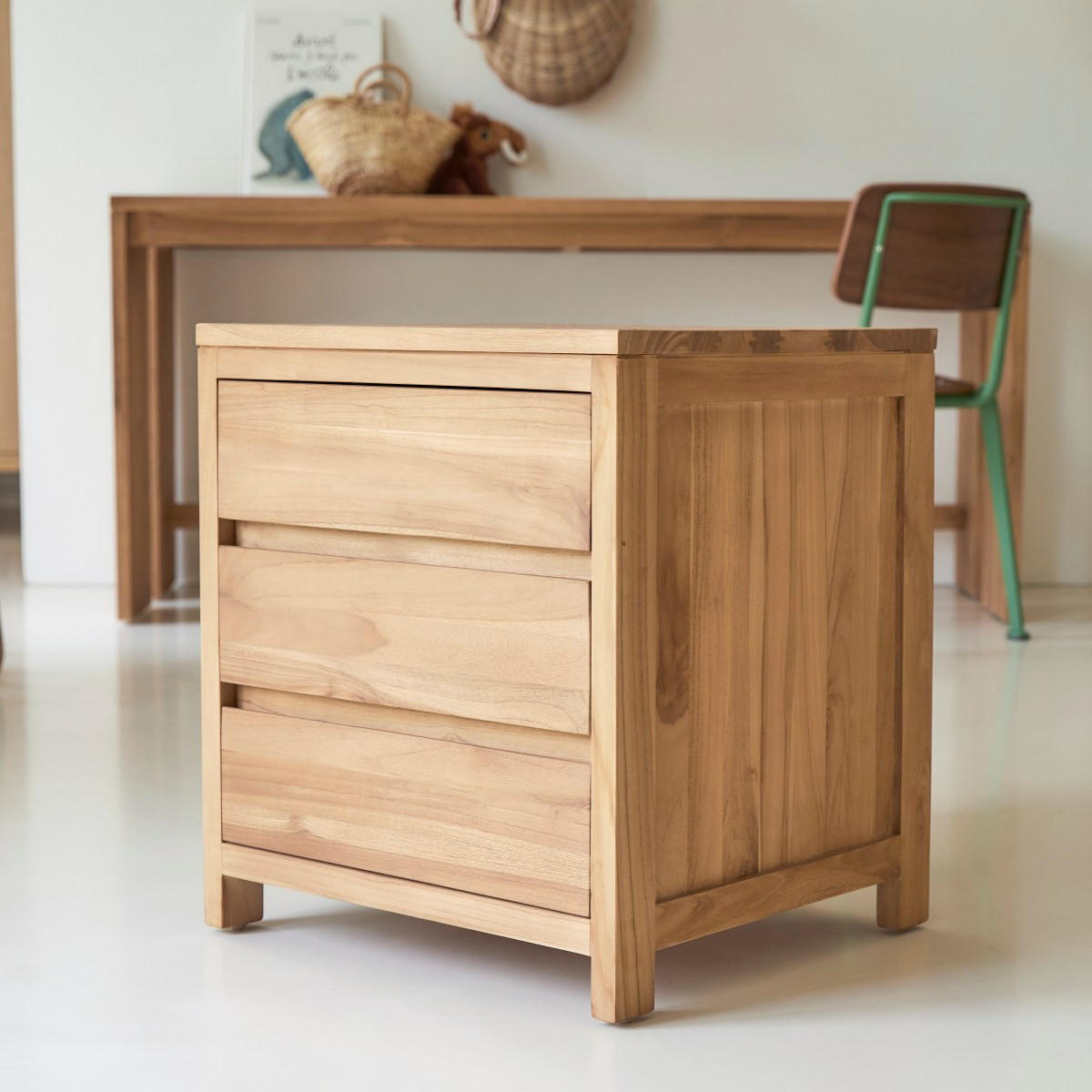 KINDER-SCHREIBTISCH Eden Natur aus Teak - Naturfarben, Holz (160/74/60cm) - Tikamoon