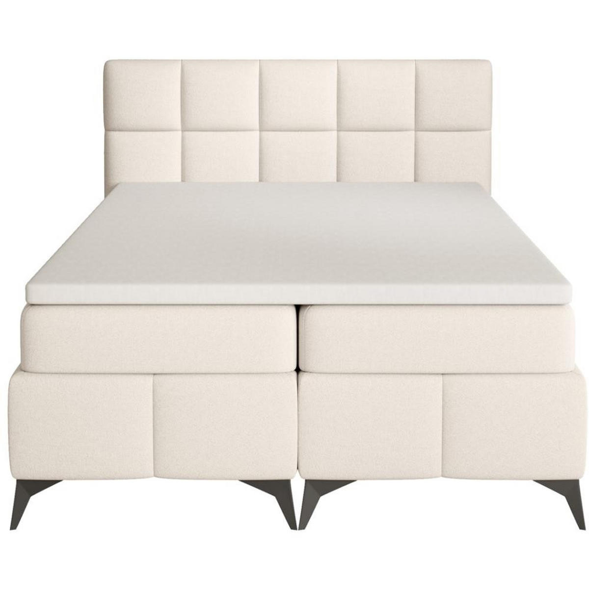 BOXBETT Solido mit Bettkasten 140x200 cm hellbeige - Beige/Schwarz, Textil/Metall (140/200cm) - Beautysofa