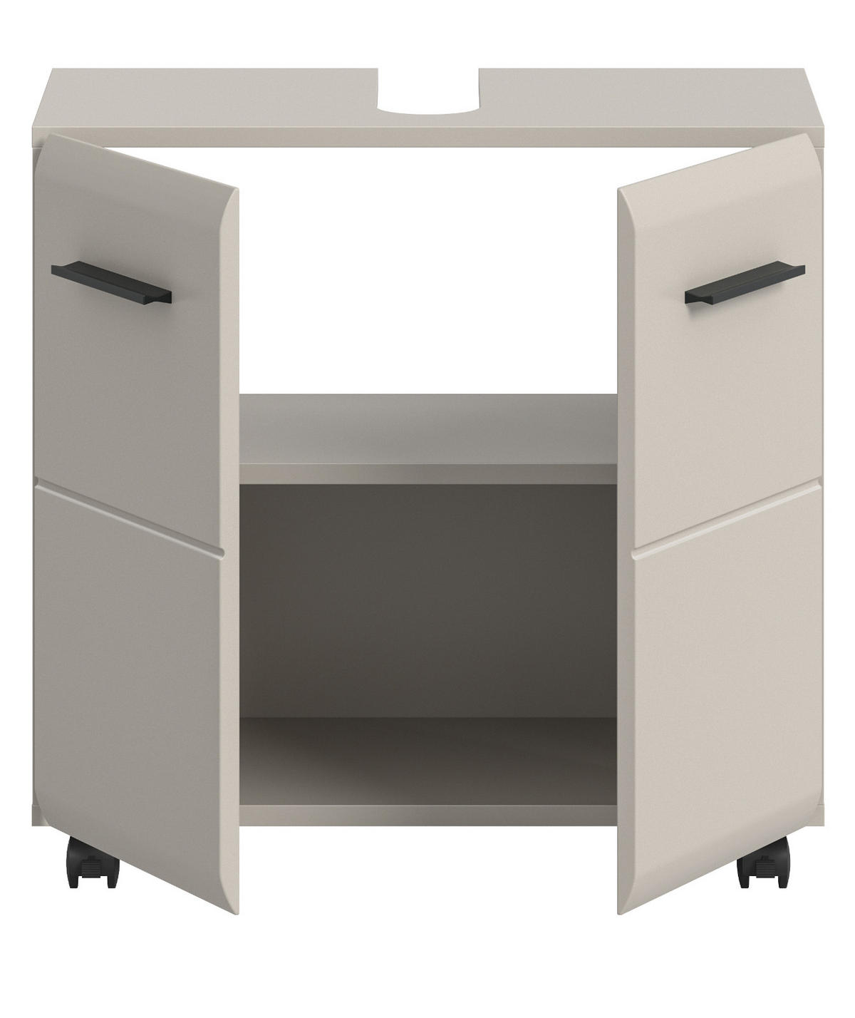 WASCHBECKENUNTERSCHRANK Kaschmir 60 cm 2-türig, Badezimmer Unterschrank auf Rollen - Kaschmir/Schwarz, Holzwerkstoff/Kunststoff (60/58/30cm) - Inn.Furn
