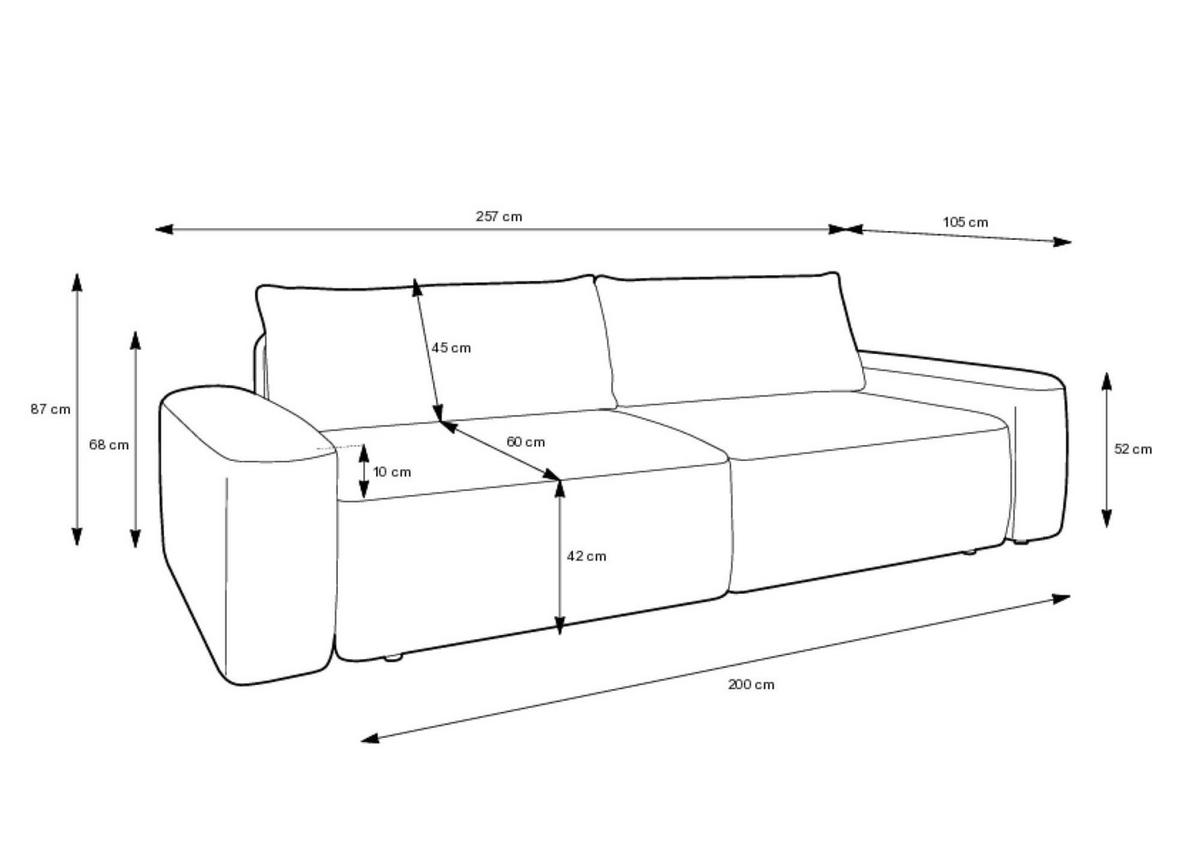 SOFA LOOP Grau 257x105x87 cm - Grau, Textil (257/87/105cm) - FURNLUX