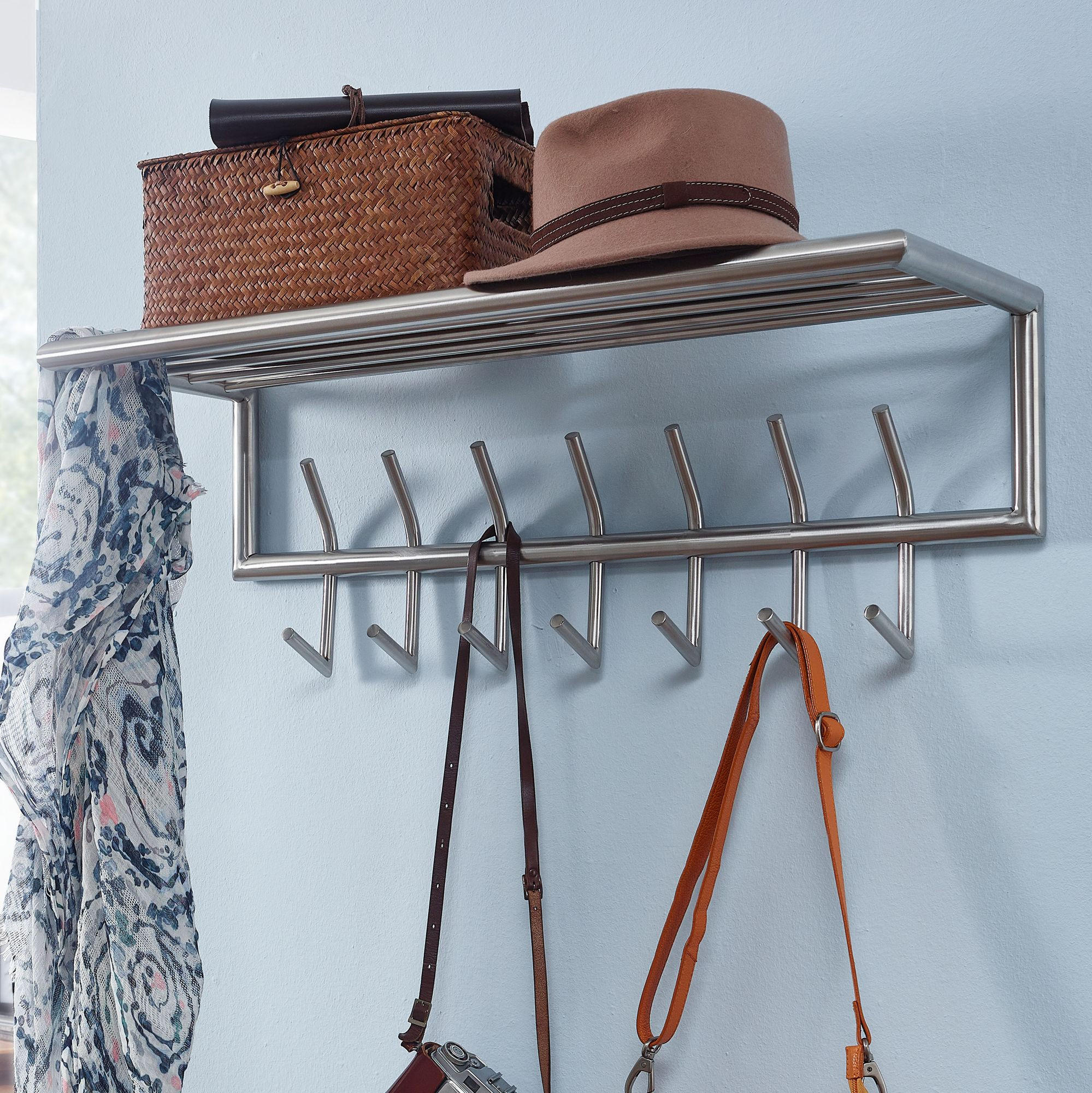 WANDGARDEROBE Metall Silber Modern mit Aufbewahrungsmöglichkeiten - Silberfarben, Metall (75/29/30cm) - KADIMA DESIGN
