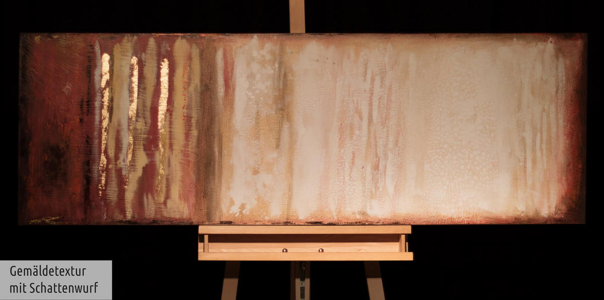 ACRYLBILD HANDGEMALT 150/50 cm - Rot/Braun, Holz/Textil (150/50cm) - KUNSTLOFT