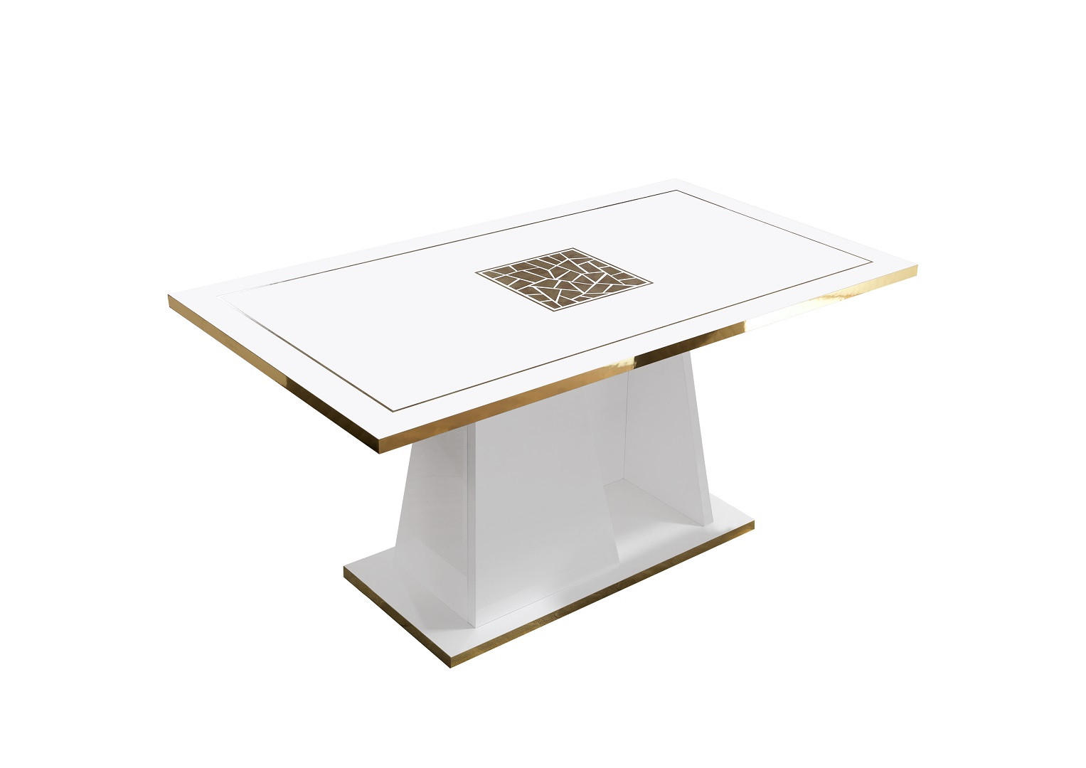ESSTISCH STELLA in Weiß/Gold - Weiß Hochglanz/Goldfarben, Holzwerkstoff (90/160/77cm) - Interdesign24