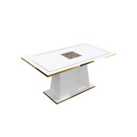 ESSTISCH STELLA in Weiß/Gold - Weiß Hochglanz/Goldfarben, Holzwerkstoff (90/160/77cm) - Interdesign24