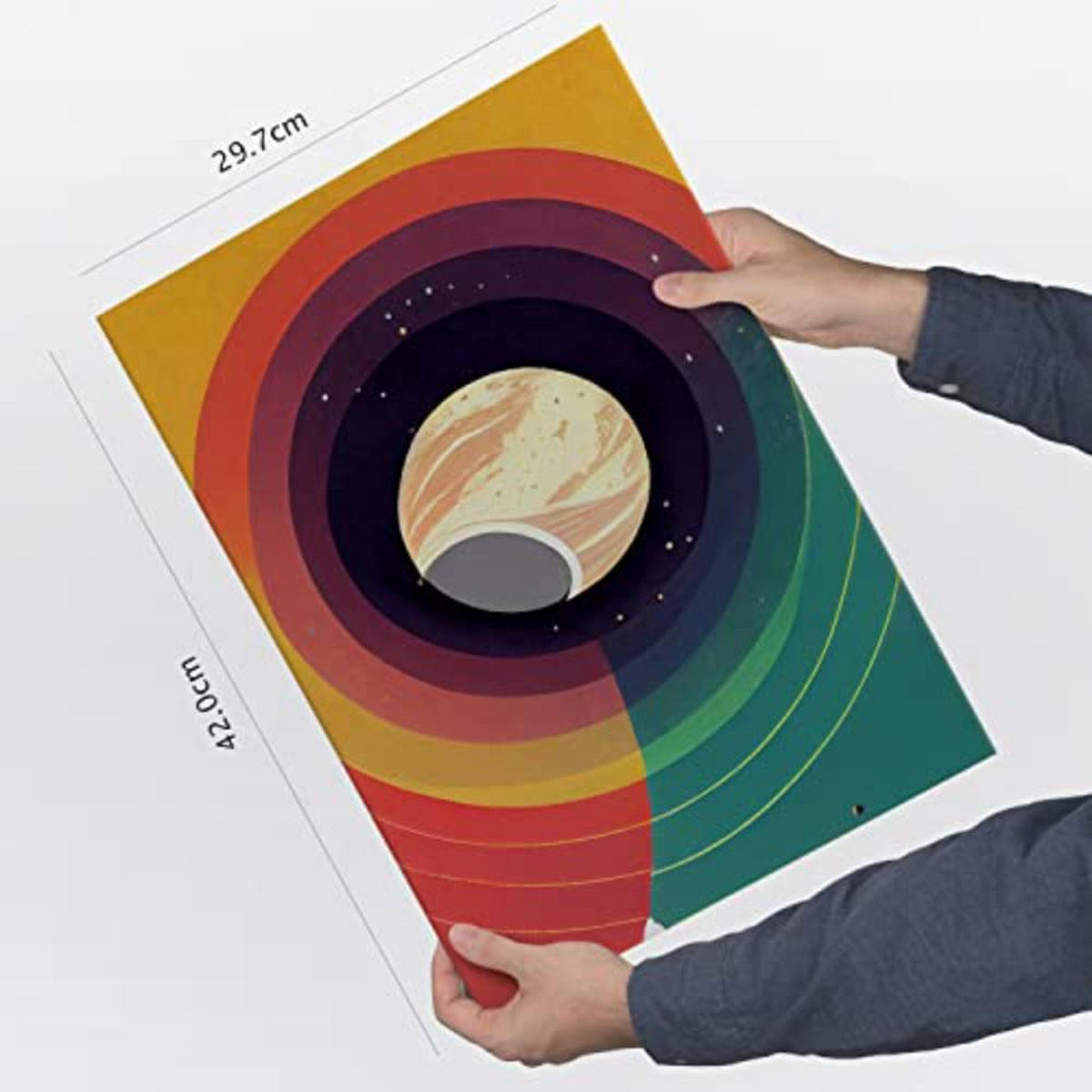 POSTER Set mit 4 Kreisförmig Abstrakt Moderne Galaxien A3 Rahmenlos - Klar, Papier (29.7/3cm) - Nacnic