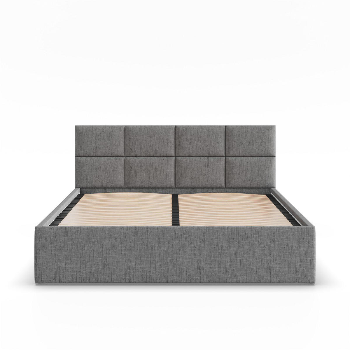 POLSTERBETT MIT KOPFTEIL 160x200 ohne Bettkasten BORGO, Grau - Dunkelgrau, Textil (160/200cm) - Mebligo