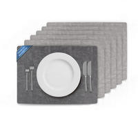 TISCHSET Struktur ( 6er Set ) abwischbares Lederimitat Platzdeckchen 46x33cm - Doppelseitiges ( Grau / Dunkelgrau ) Kunstleder Platzset - Grau, Kunststoff (33/46cm) - Bestlivings