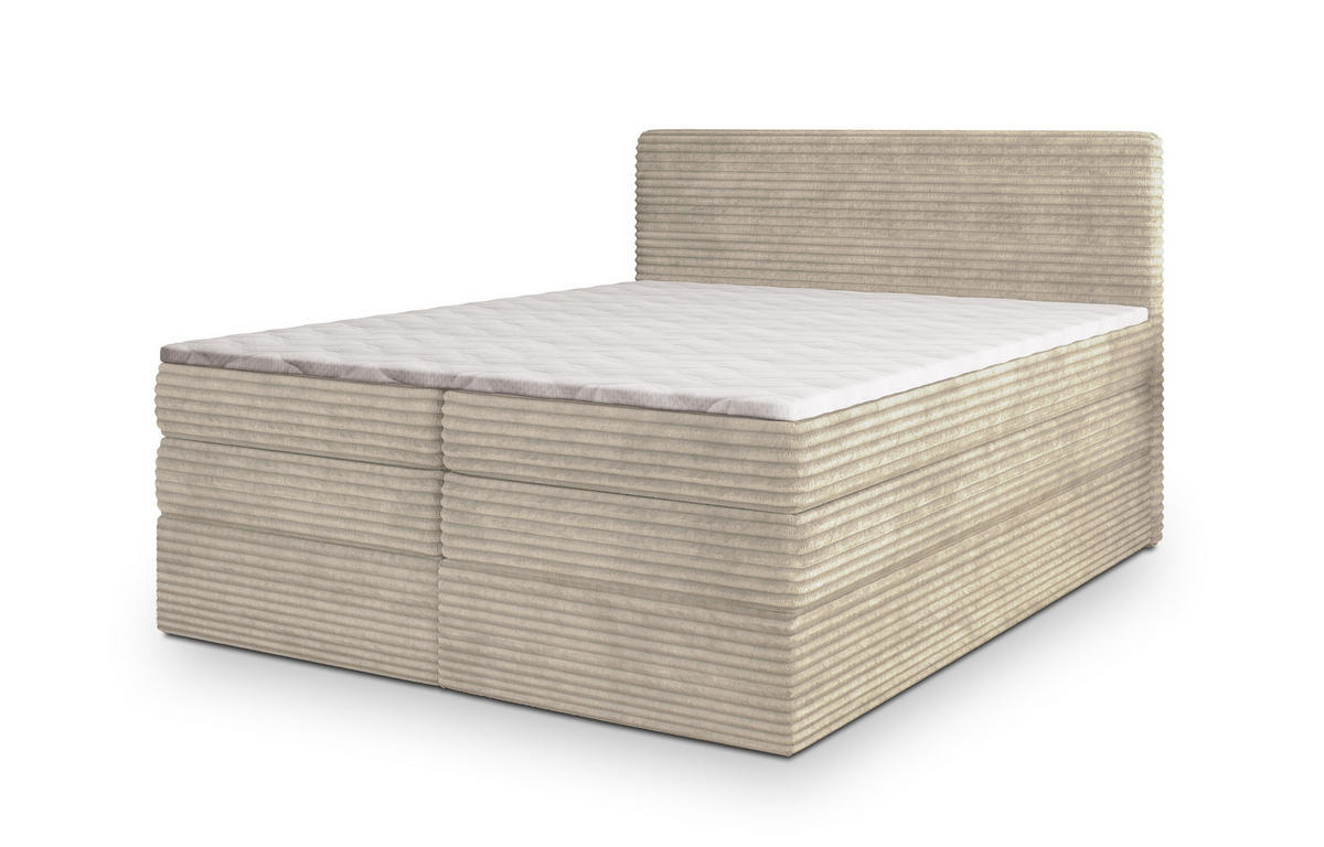 POSTEL BOXSPRING LUNERA 160x200 cm, s matrací a úložným prostorem, krémová - krémová, kompozitní dřevo/textil (160/200cm) - MASSENO
