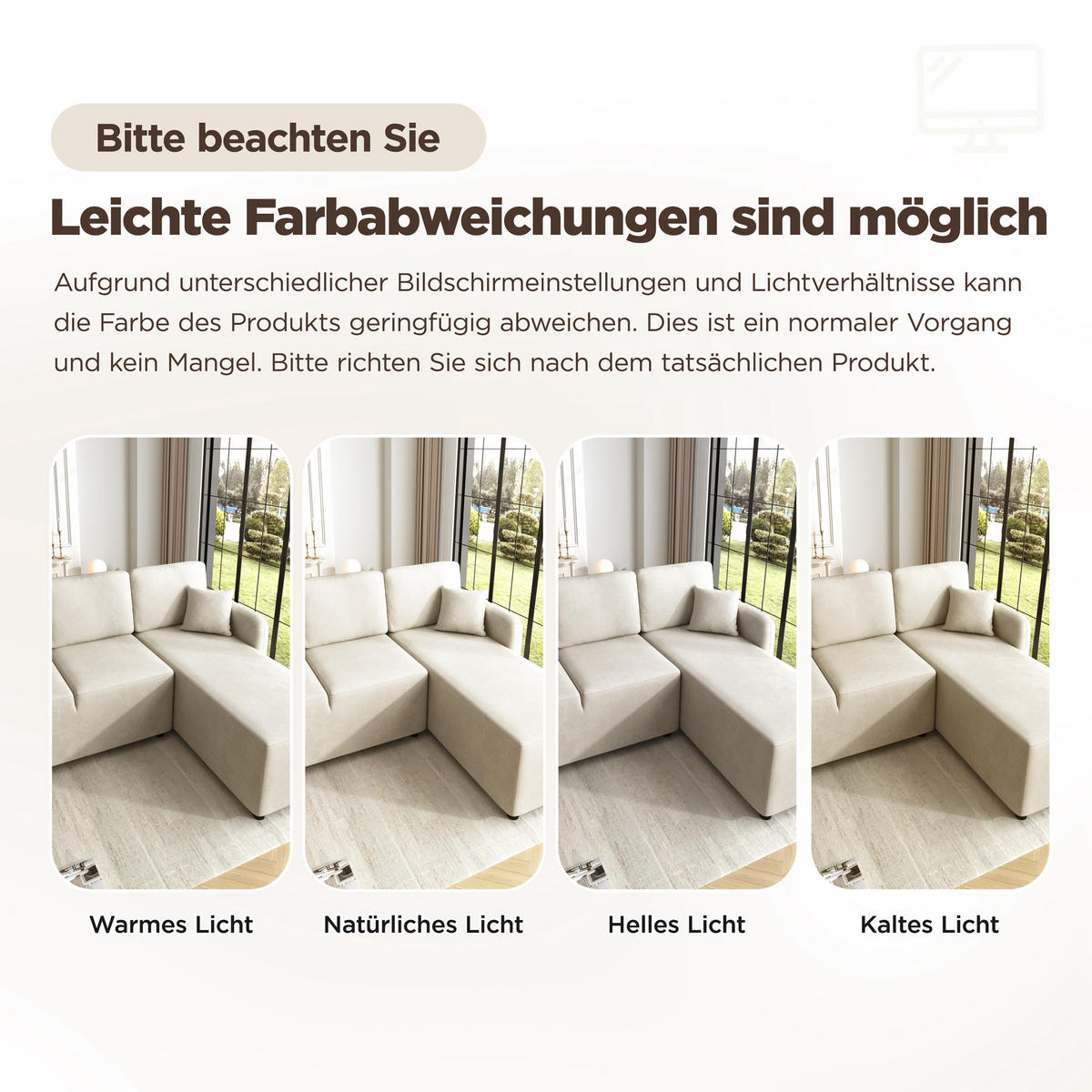 ECKSOFA 187.5/144/85.5 cm Hellbeige Chenille mit 2 Kissen - Beige, Holz/Textil (187.5/144cm) - Oxeza