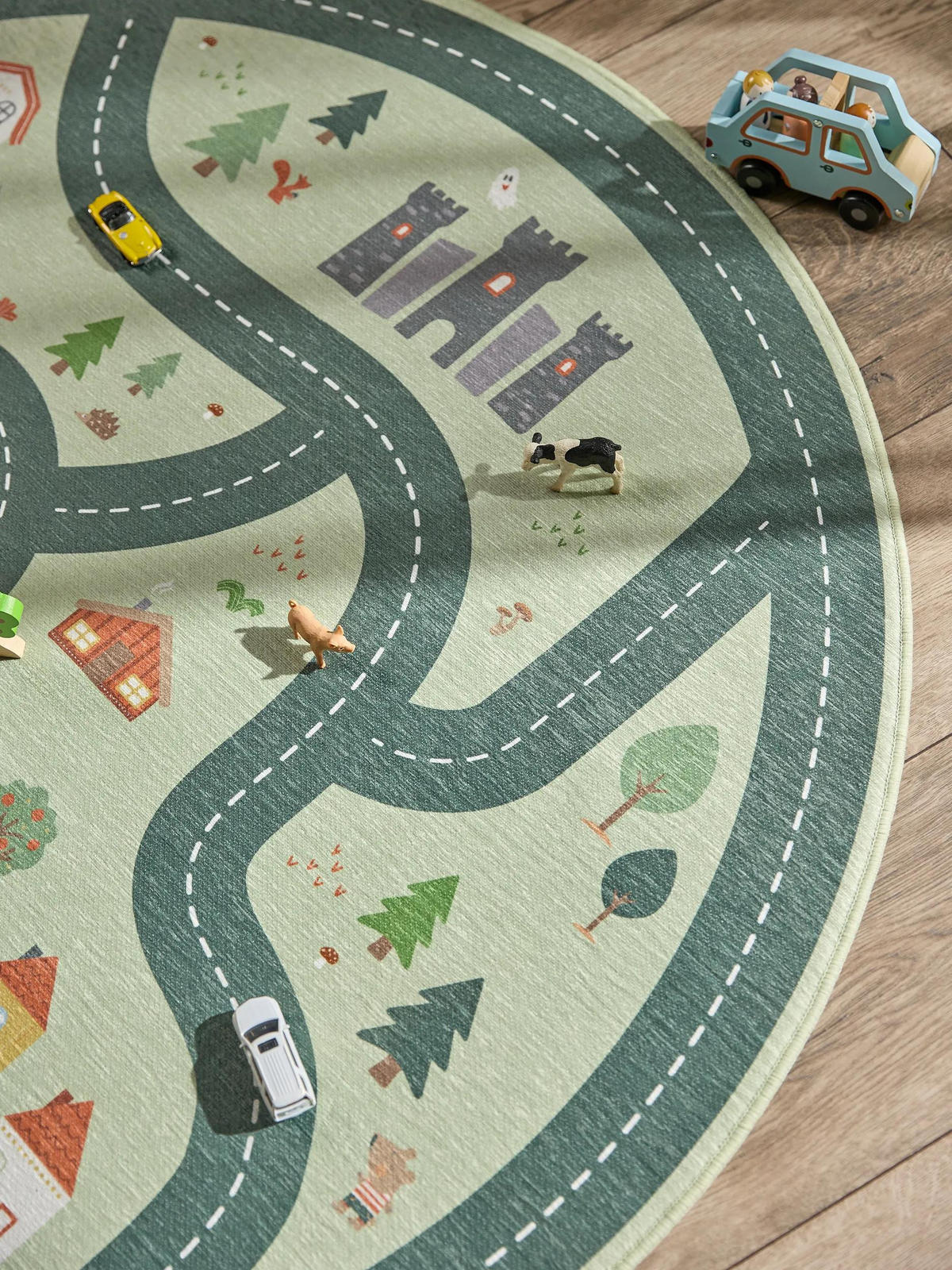 KINDERTEPPICH Linus Grün ø 120 cm rund - Grün, Kunststoff/Textil (120/120cm) - benuta