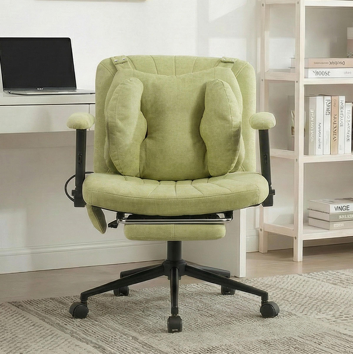 BÜROSTUHL in Grün 55x80x86 cm mit Drehfunktion und verstellbarer Lordosenstütze - Grün, Textil (80/86/55cm) - IVMEU