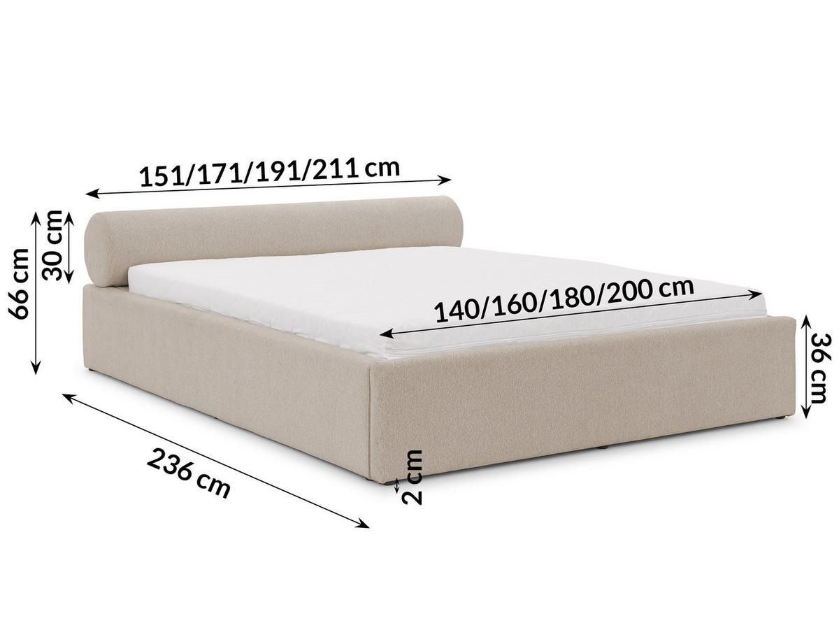 POLSTERBETT 180/200 cm Josy im Designer-Look mit Bettkasten und Lattenrost aus Hellgrau Chenille-Stoff - Hellgrau/Schwarz, Holz/Kunststoff (180/200cm) - S-Style Möbel