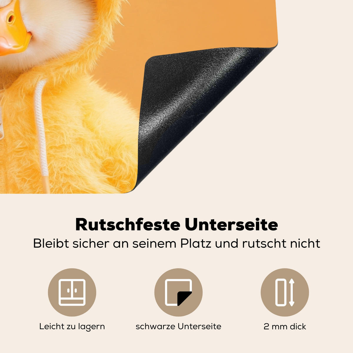 HERDABDECKPLATTE Osterhase - Kostüm - Ente Herdabdeckung Induktionsfeld 65x52 cm - Gelb, Kunststoff (65/52/0.2cm) - MuchoWow