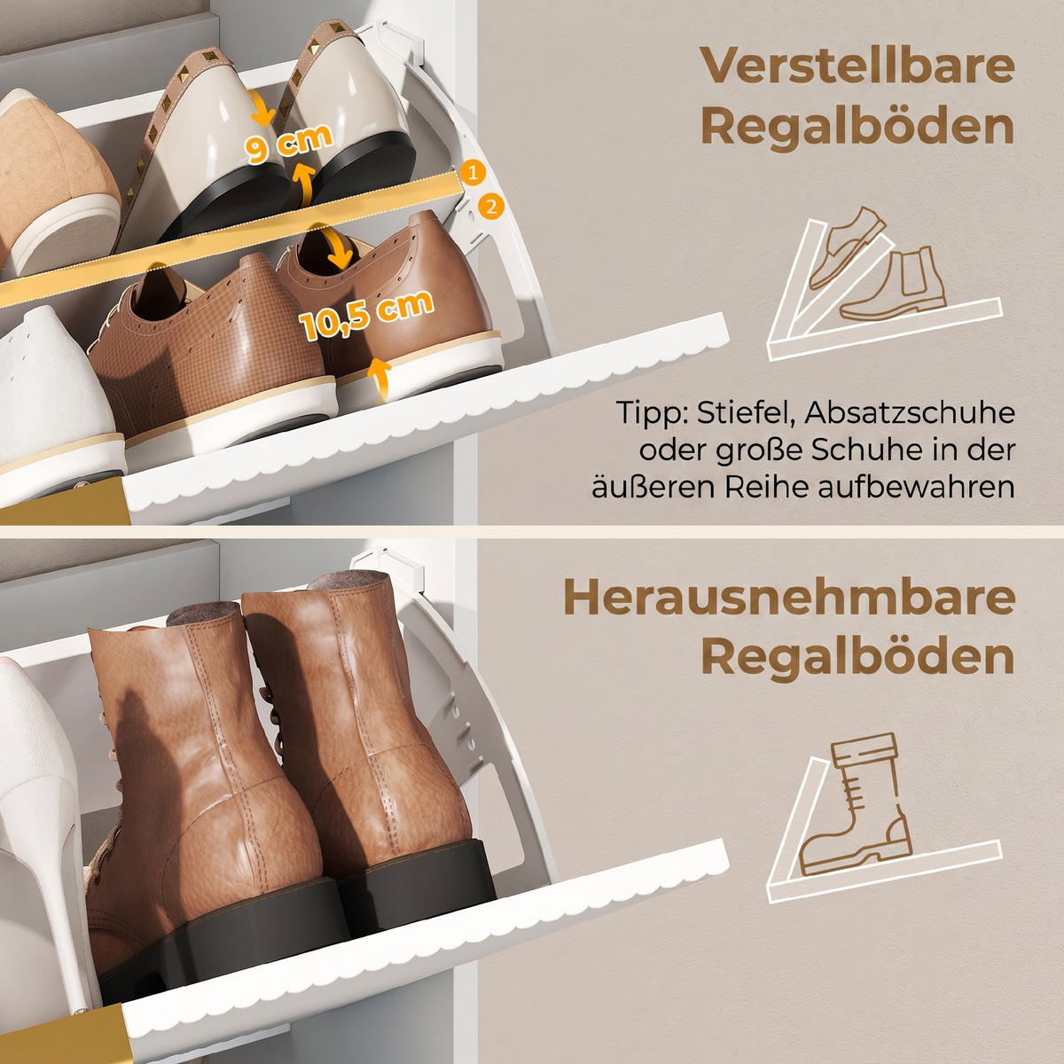 SCHUHSCHRANK Weiß 24.0/80.0/102.5 cm - Weiß, Holzwerkstoff (80/102.5/24cm)