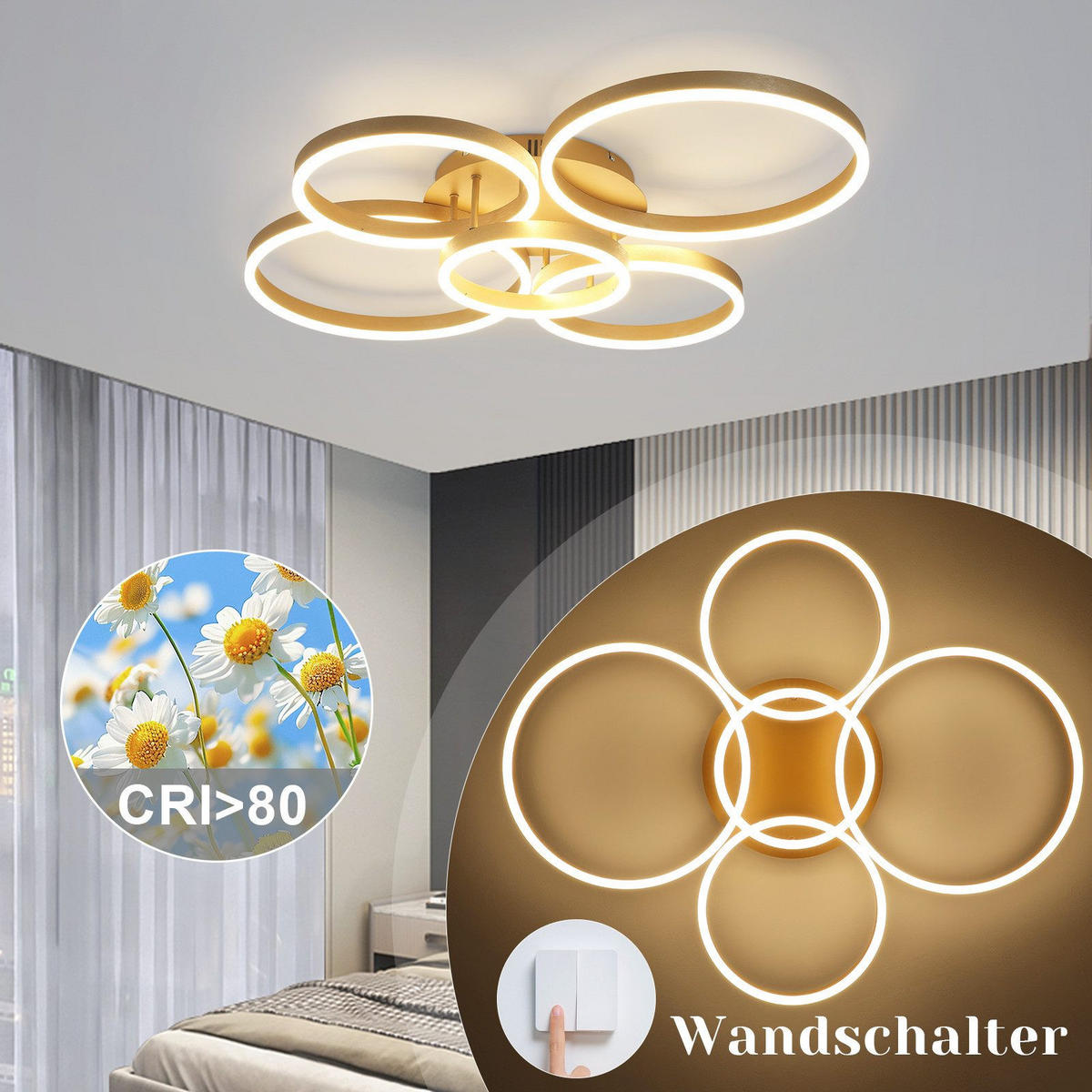 LED-DECKENLEUCHTE Lidbeck 75/94/15.5cm - Goldfarben, Metall (94/75/15.5cm) - Nettlife