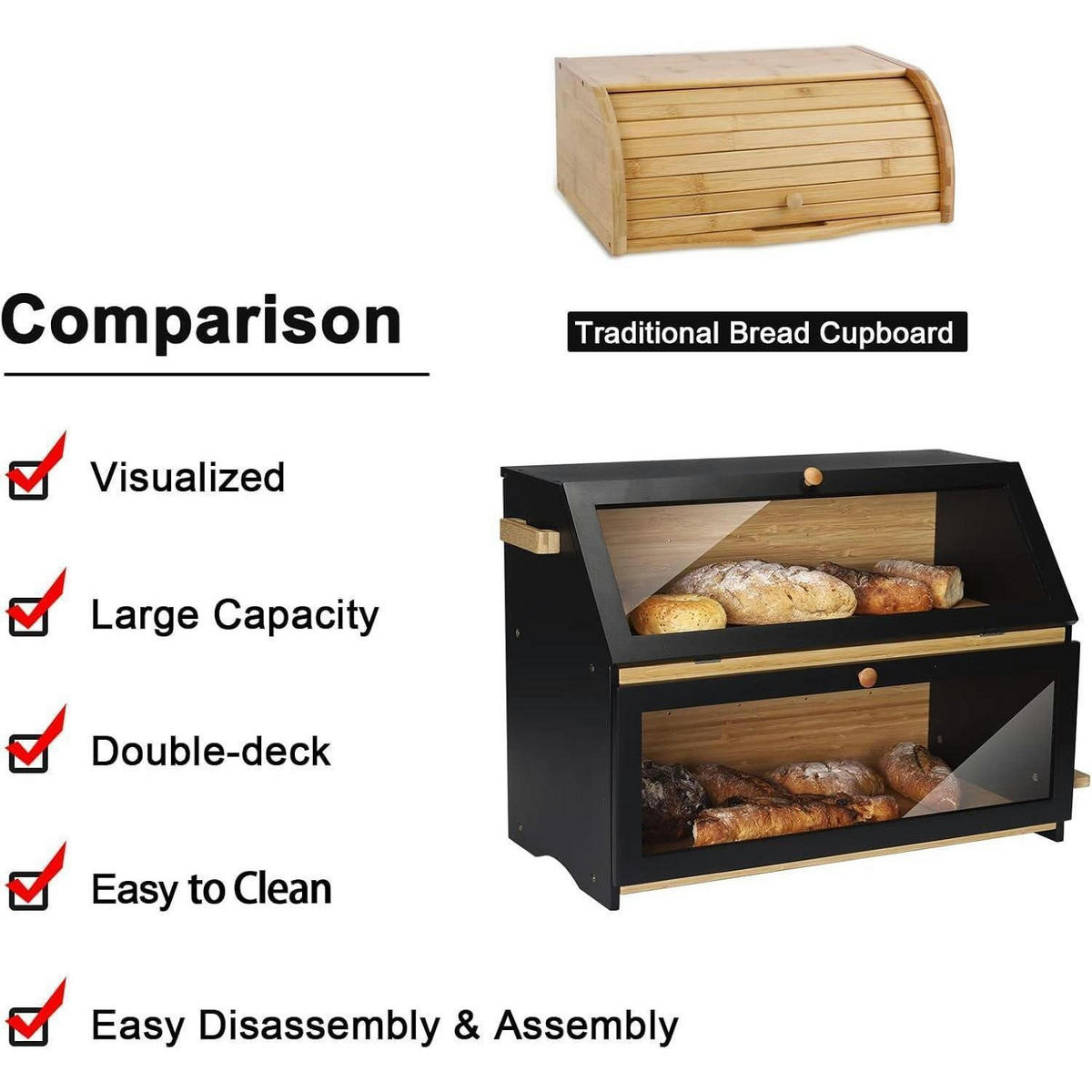BROTKASTEN Bambus Schwarz 50 cm - Multicolor, Naturmaterialien (24.9/36.8/50cm)