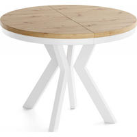 ESSTISCH Savio Weiß Neo rund ausziehbar verlängerbar XXL, Eiche Artisan Hellbraun 100-300/100/77 cm - Weiß/Eiche Artisan, Holz/Holzwerkstoff (100/100/77cm) - WFL GROUP
