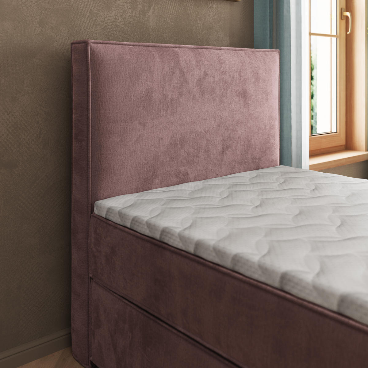 BOXBETT PELLIO 90x200 cm mit Matratze und Topper - Lila - Lila, Holz (90/200cm) - MASSENO
