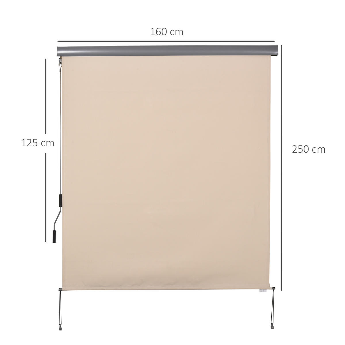 MARKISE DE-18456 250/160 cm mit Kurbel, UV-Schutz 50+ Creme - Creme, Metall (160/250cm) - ComfortXL