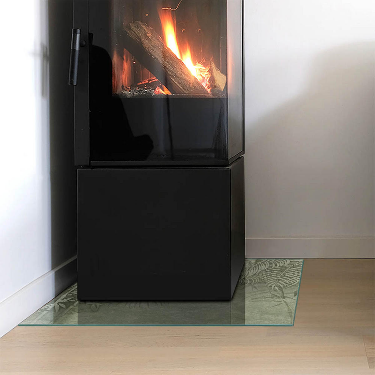 GLASPLATTE für Kamin 50 × 50 cm Grün - Grün, Glas (50/50/0.4cm) - ArtPrintCave