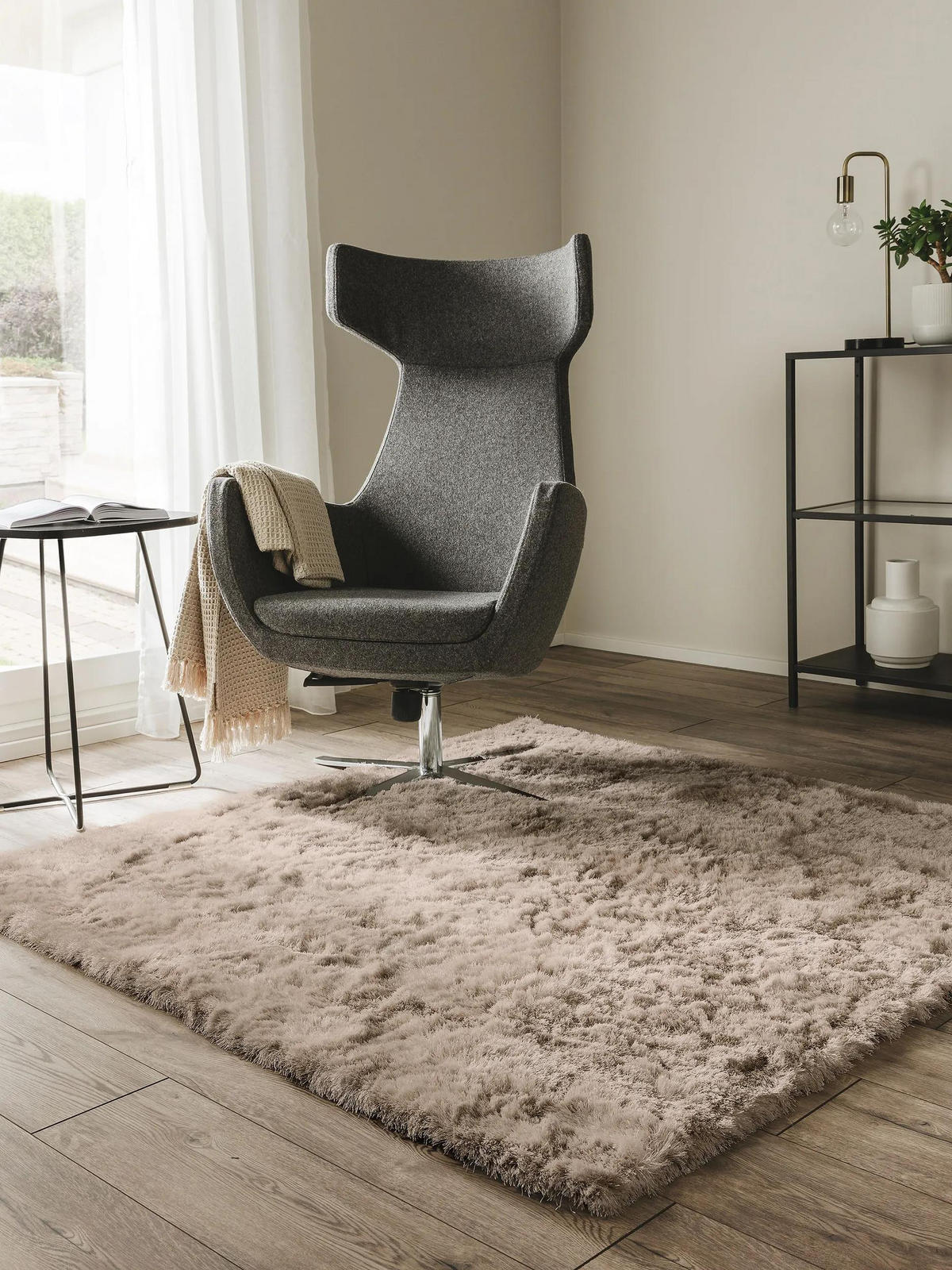 HOCHFLORTEPPICH Whisper Beige 150x150 cm - Beige, Textil (150/150cm) - benuta Nest