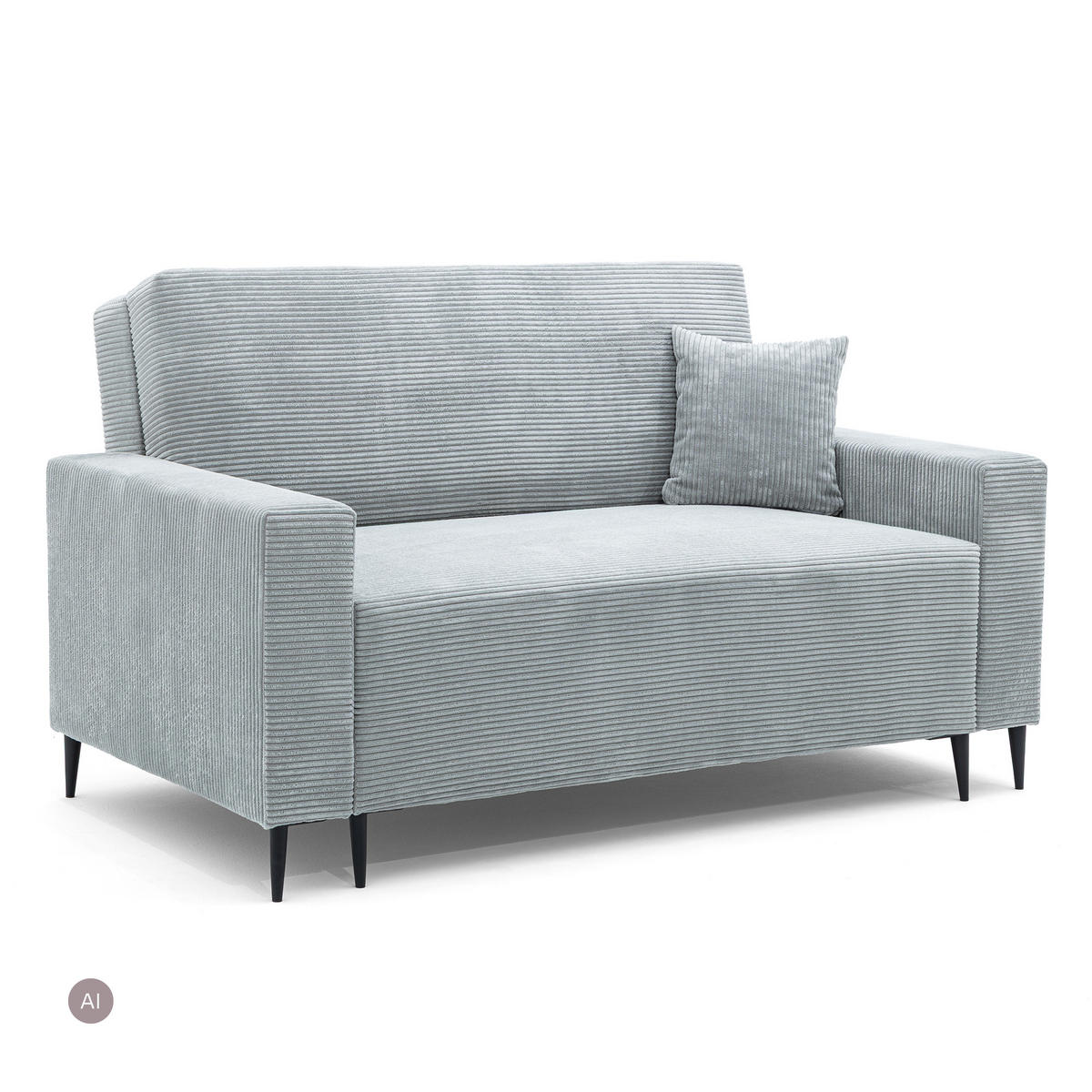 3-SITZER-SOFA EDEL mit Schlaffunktion und Bettkasten, Cordstoff Hellgrau - Hellgrau/Schwarz, Holz/Textil (165/94/100cm) - NACANAPA