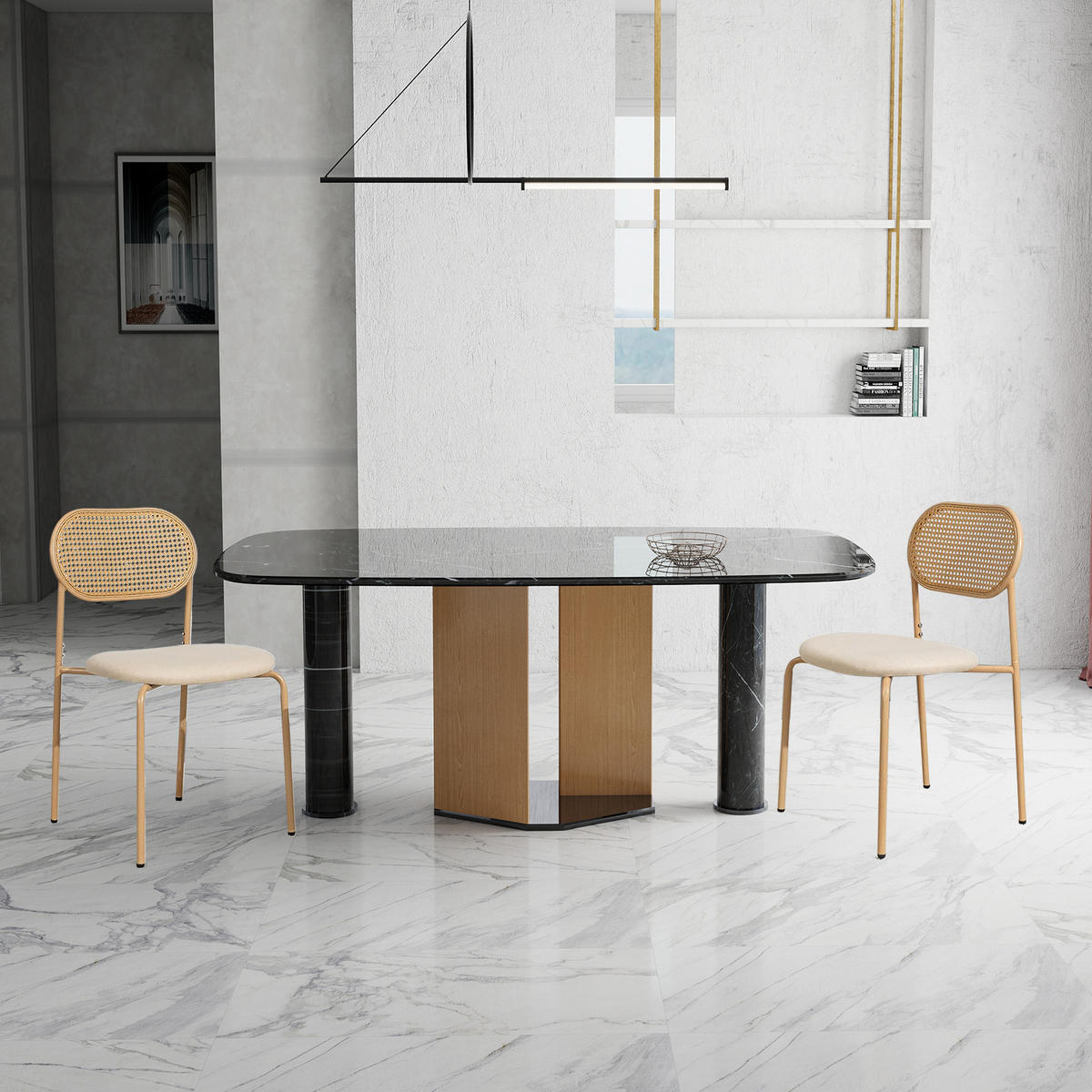 ESSZIMMERSTUHL 2er Set Rattan Metall Holzfarben - Naturfarben, Holz (48/80.5/44.5cm) - LEBENLANG