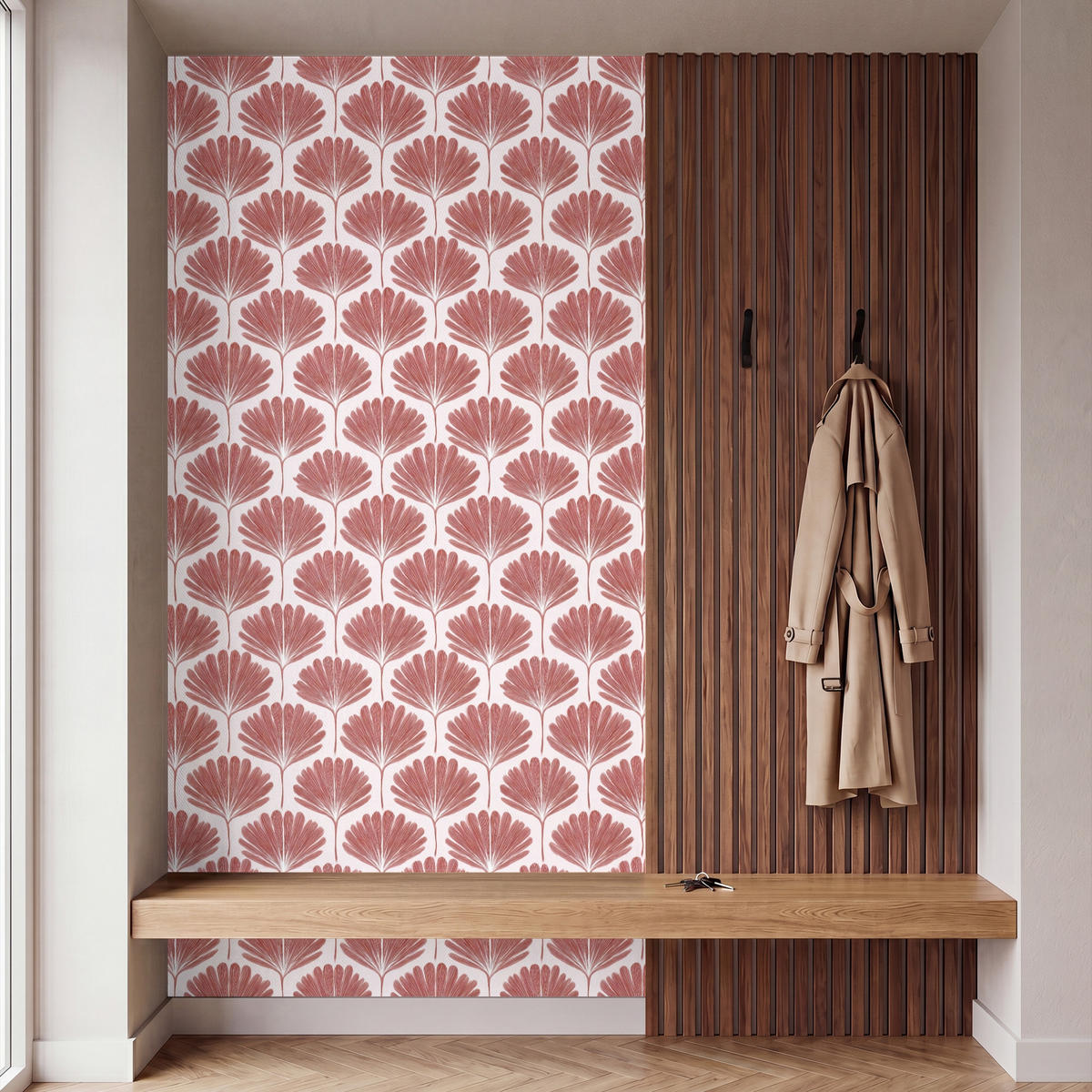 TAPETE - Fächer - Motiv - Terra - 140x300 cm - Rotbraun, Papier (140/300cm) - OnlyWow
