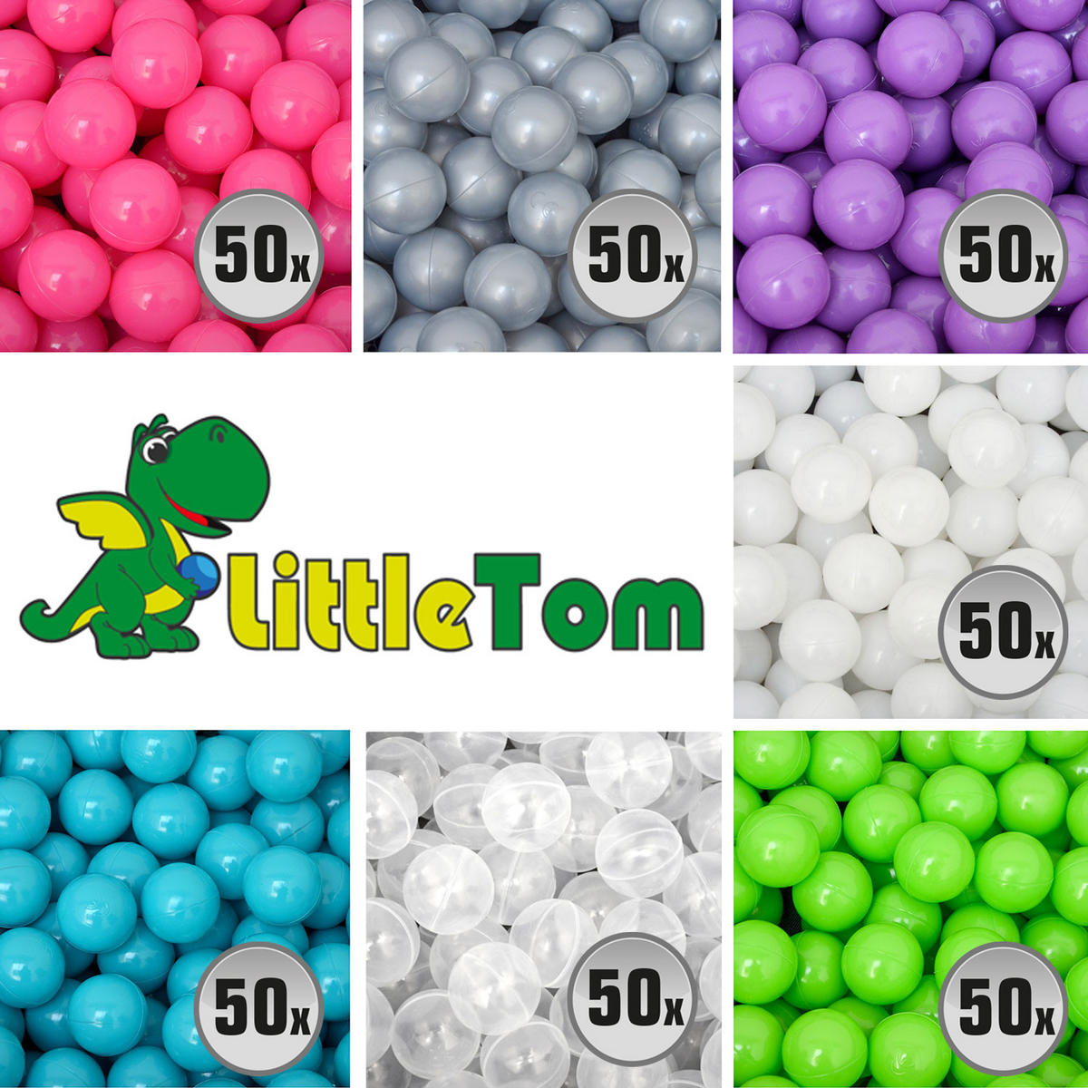BÄLLEBAD-BÄLLE 350 Stück, Pink/Lila/Türkis/Grün/Grau/Weiß/Transparent, 5.5 cm - Multicolor, Kunststoff (5.5/5.5/5.5cm) - Littletom
