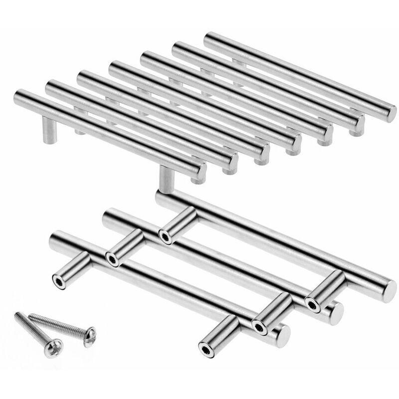 MÖBELGRIFF Silber 10er-Set 128 mm Edelstahl T-Griff - Silberfarben, Metall (1.2/1.2/1.28cm)