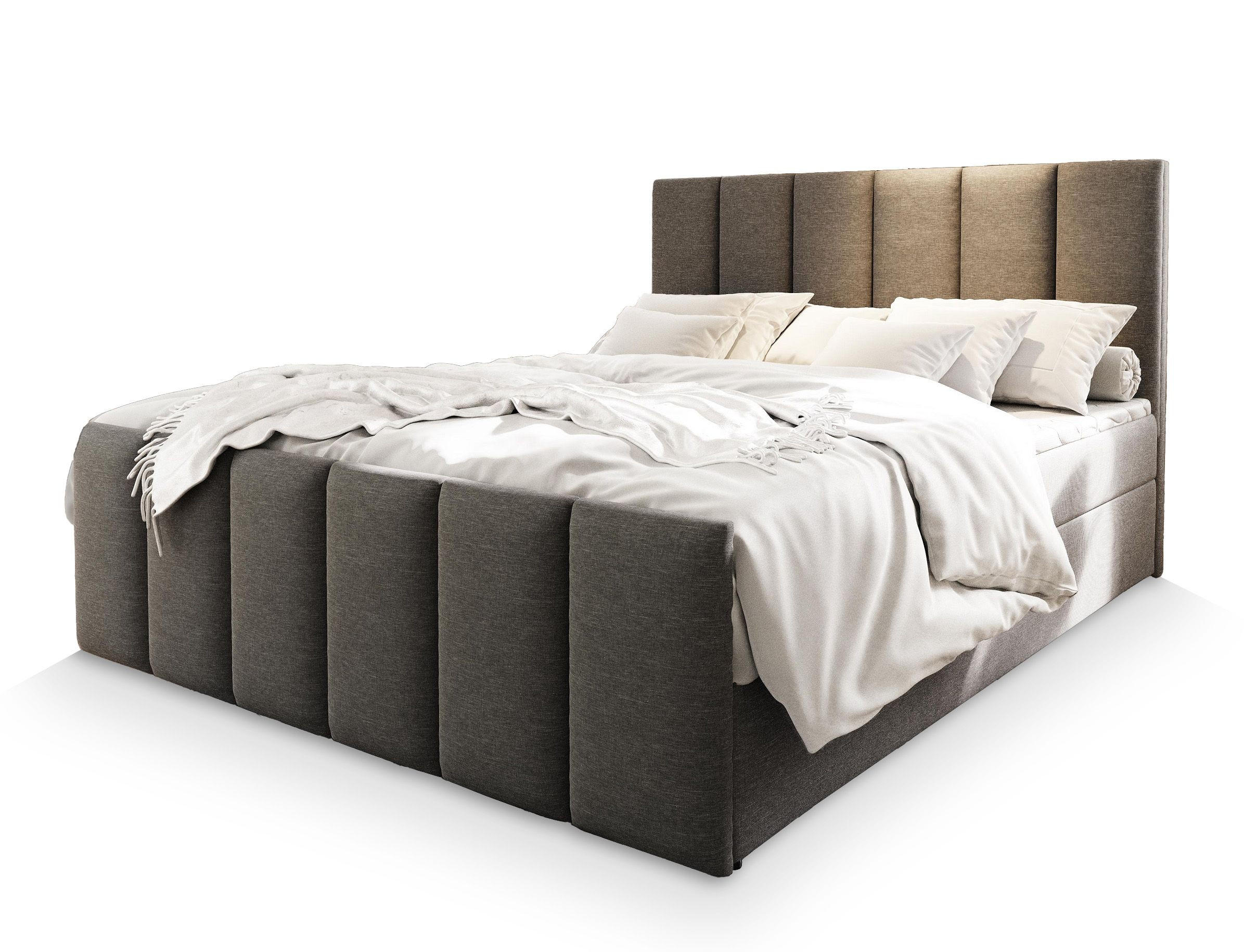 BOXBETT LAGO 180x200 cm mit Matratze und Topper - Hellgrau - Hellgrau, Holz (180/200cm) - MASSENO
