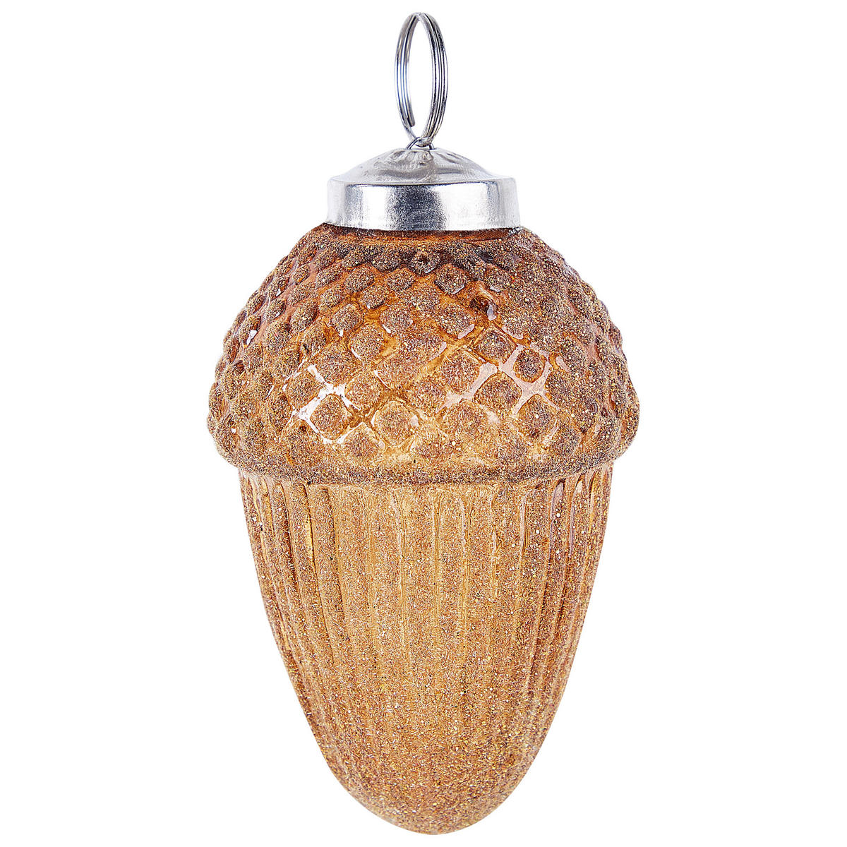 WEIHNACHTSKUGEL 6er Set Glas Gold Ambre - Silberfarben/Goldfarben, Glas (8/11/8cm) - Beliani