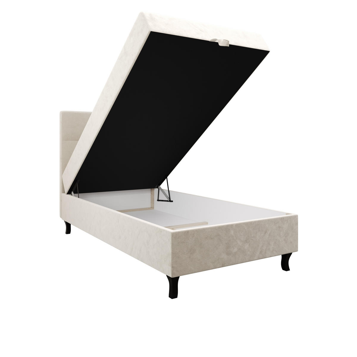 BOXBETT LIMBA mit Matratze H3 und Topper 100x200 Monolith 02 - Creme, Holz/Textil (100/200cm) - Bedante