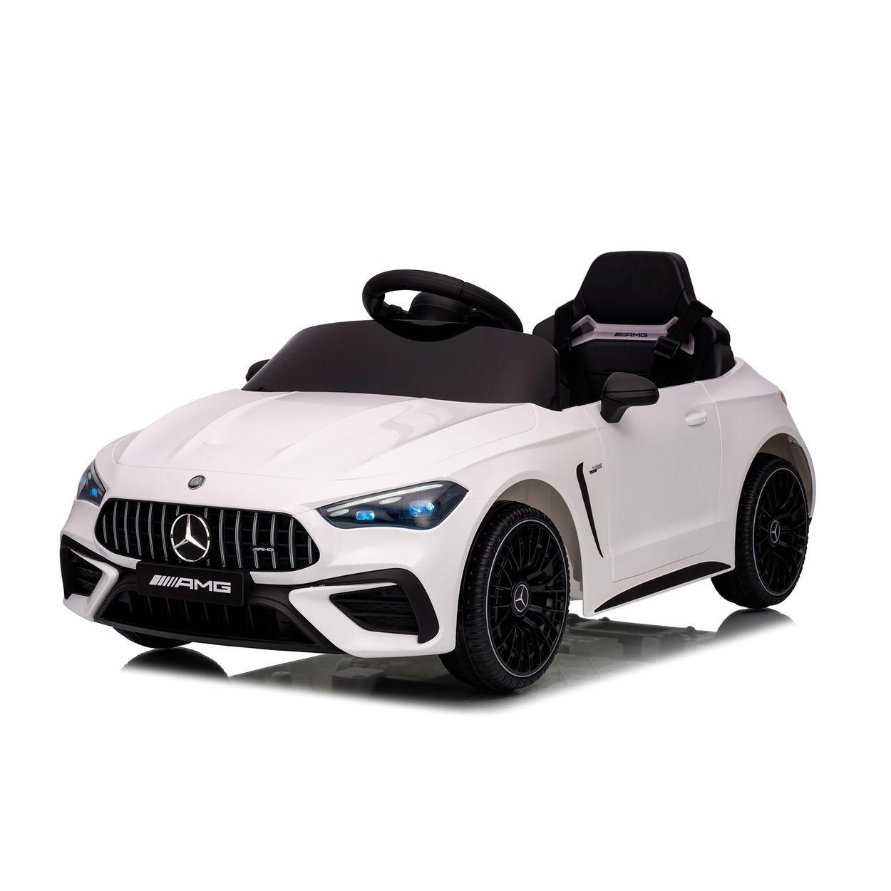 KINDER ELEKTROAUTO Mercedes AMG CLE 53 weiß Stoßdämpfer, LED-Leuchten, Fernbedienung, Gurt, 2 Türen, Softstart - Weiß, Kunststoff (99/55/43cm) - Chipolino
