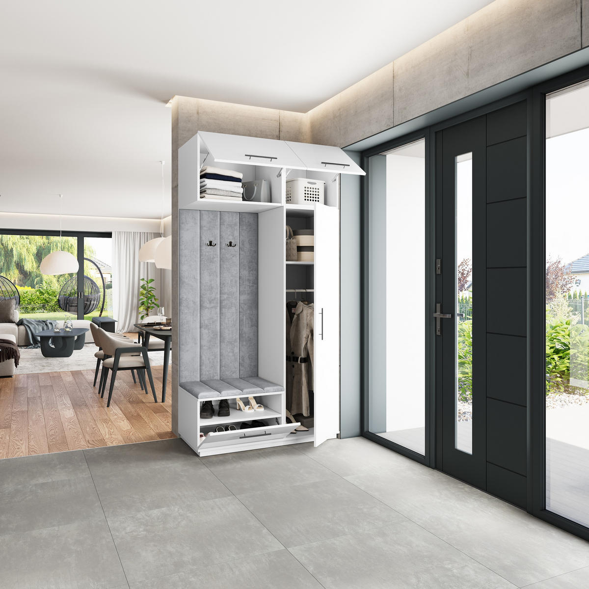 GARDEROBENSCHRANK REMA 120/240/60 cm Modern Weiß - Weiß, Holzwerkstoff (120/240/60cm) - MASSENO