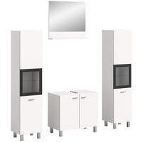 BADKOMBINATION 4tlg. Boston/Tampa Bad in weiß Nachbildung und schwarz B/H/T: 137x186x33 cm - Weiß, Holzwerkstoff (137/186/33cm)