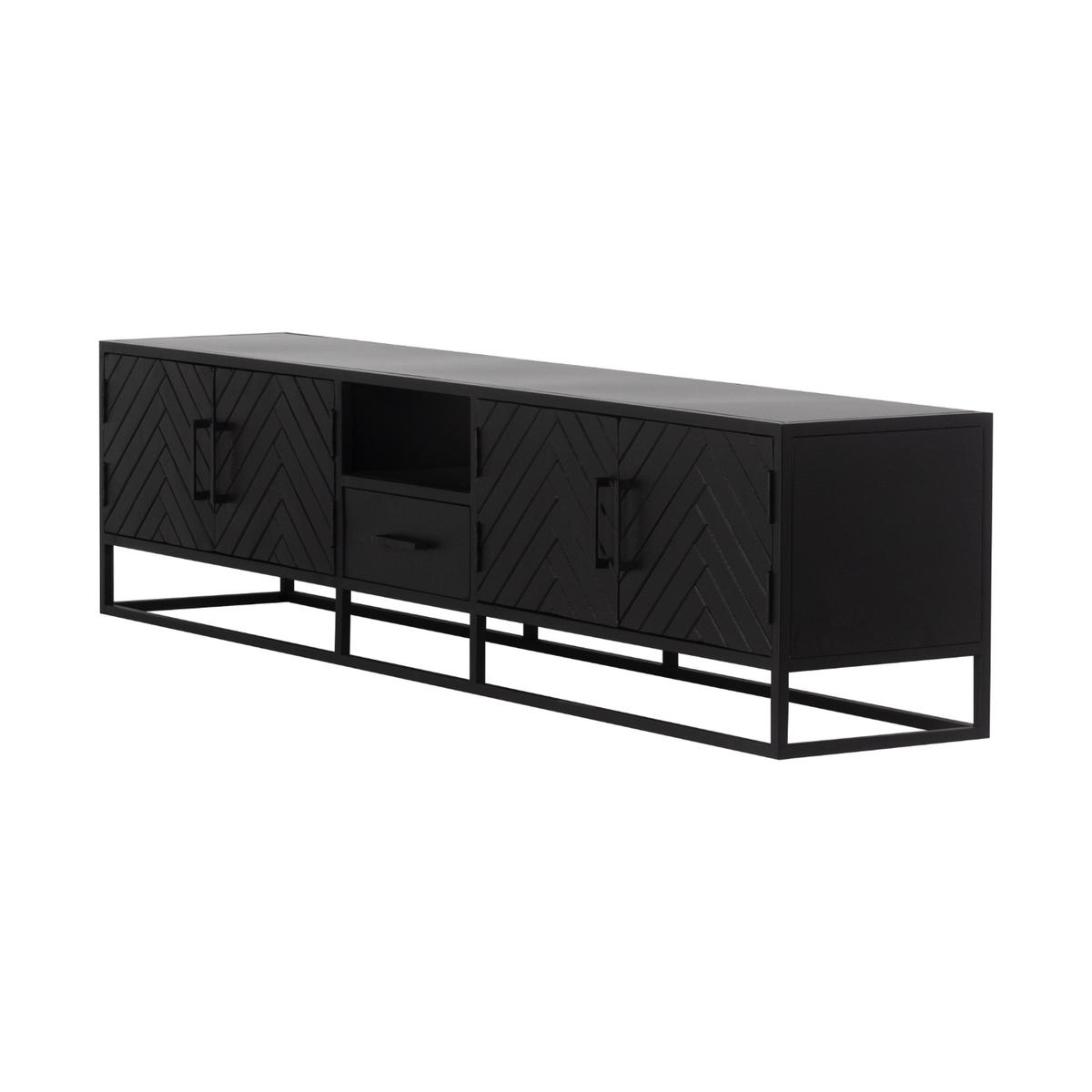 TV-SCHRANK Herringbone aus Mangoholz 210cm, schwarz - Schwarz, Holz (210/50/40cm) - Giga Meubel