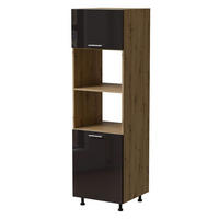 BACKOFENUMBAUSCHRANK Essen D14/RU/60/207 Schwarz Hochglanz / Eiche Artisan Matt 60 / 59 / 207cm - Schwarz Hochglanz/Schwarz, Holz/Holzwerkstoff (60/207/59cm) - Feldmann-Wohnen