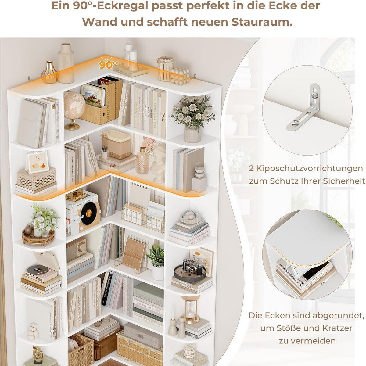 ECKREGAL stehend weiß 80 x 84 x 185 cm - Weiß, Holzwerkstoff (84/185/80cm)